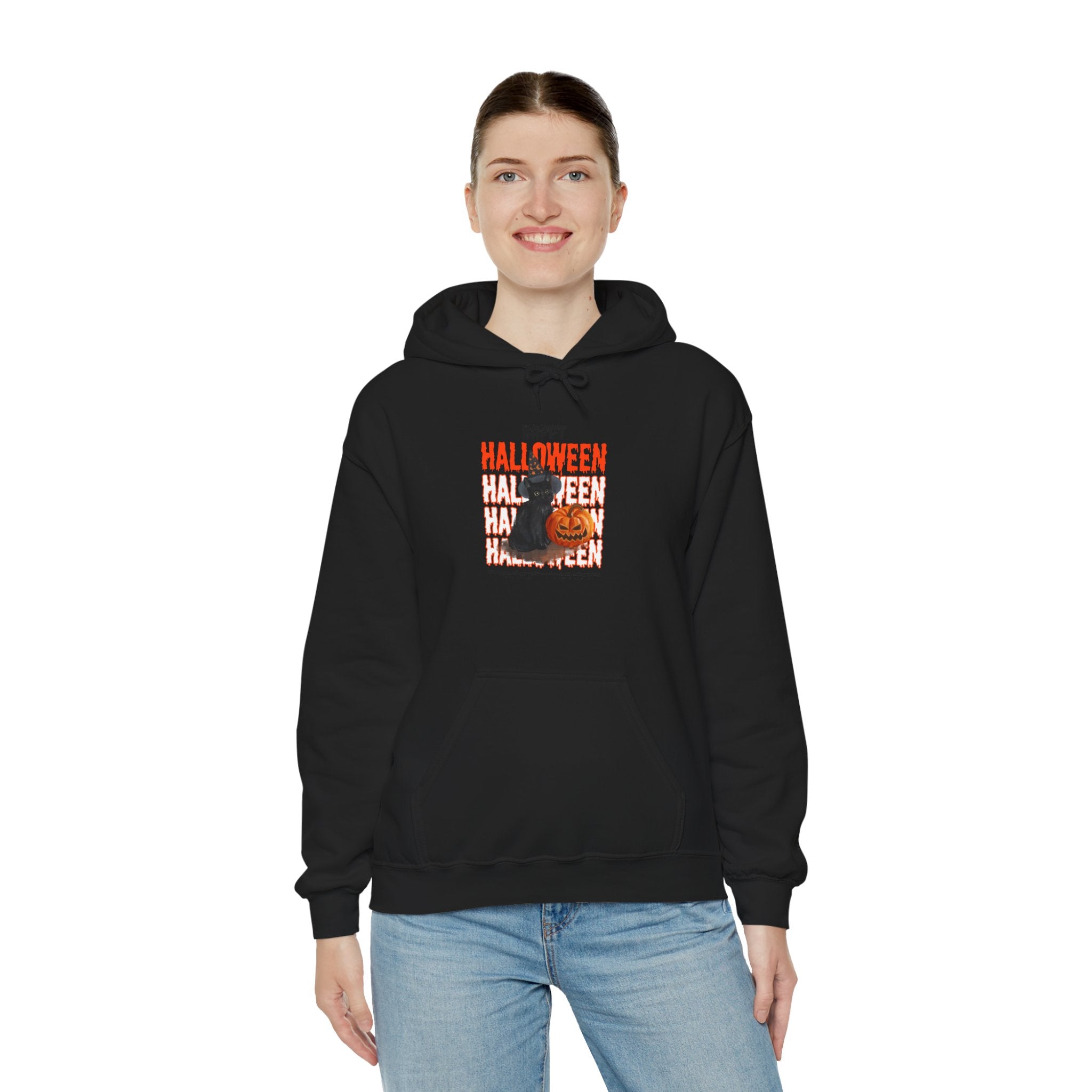 Halloween Cat Hoodie, Spooky Season Sweatshirt, Unisex Cozy Hoodie, Fall Fashion, Halloween Gifts