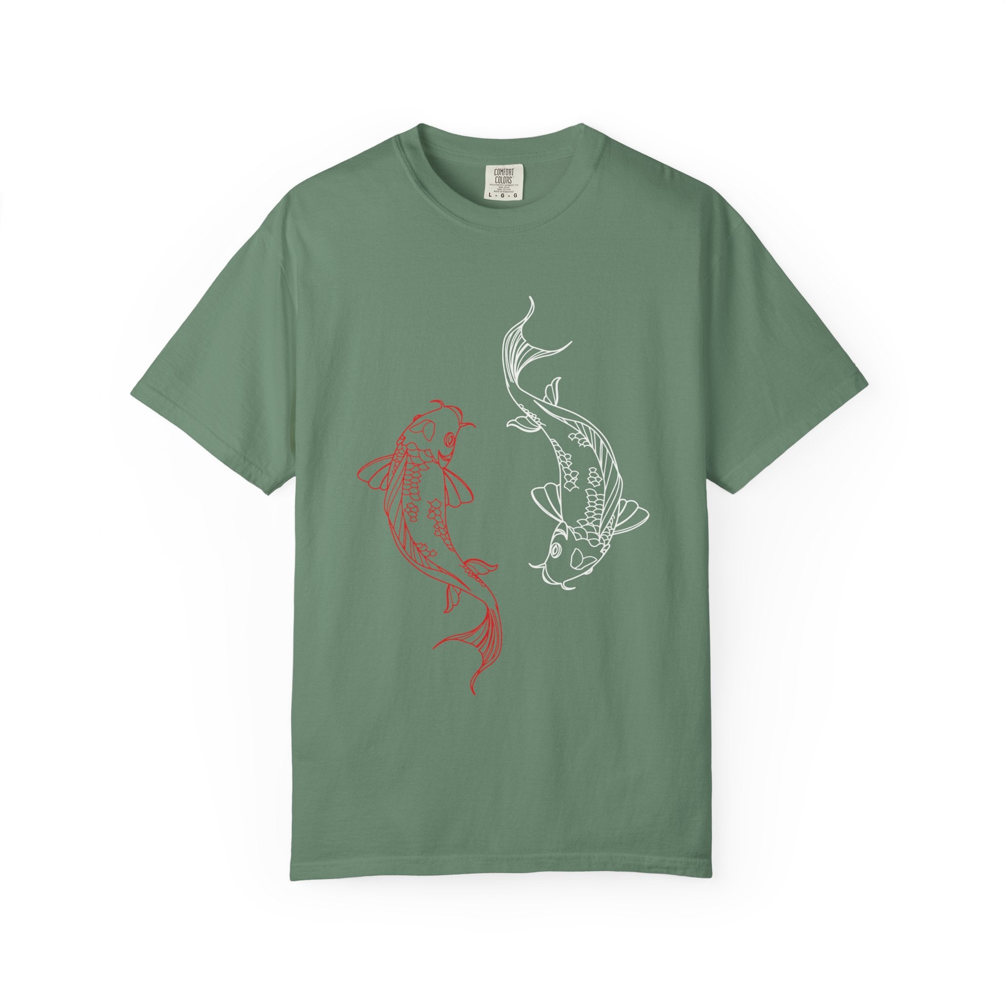 Koi Fish Garment-Dyed T-shirt, Unisex Tee, Casual Wear, Nature Lover Gift, Birthday Present, Relaxed Fit T-Shirt