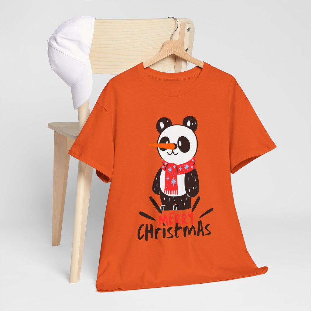 Cute Merry Christmas Panda Tee for Holiday Cheer, Unisex Cotton T-Shirt, Fun Gift for Him & Her, Christmas Apparel, Winter Gathering