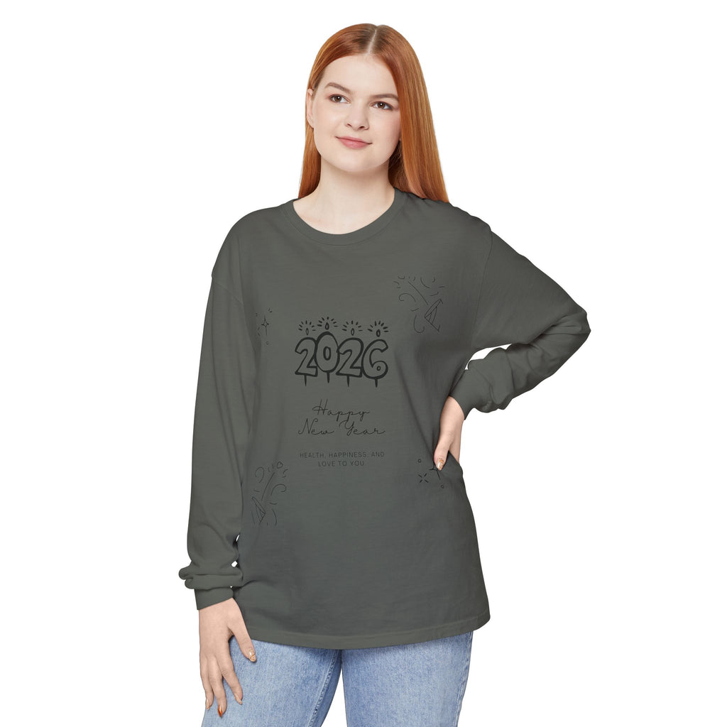 2026 Happy New Year Long Sleeve T-Shirt | Cozy Holiday Top, Unisex Style, Celebration Apparel, Gift for Him/Her, Festive Fashion