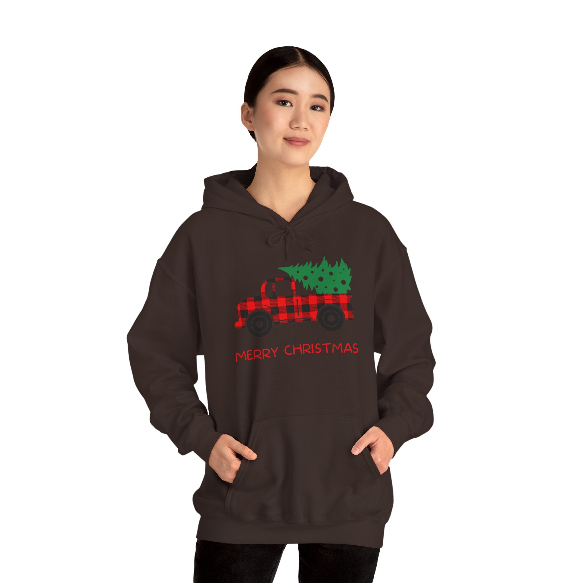 Merry Christmas Truck Hoodie, Festive Sweatshirt, Holiday Gift, Cozy Winter Apparel, Unisex Christmas Wear