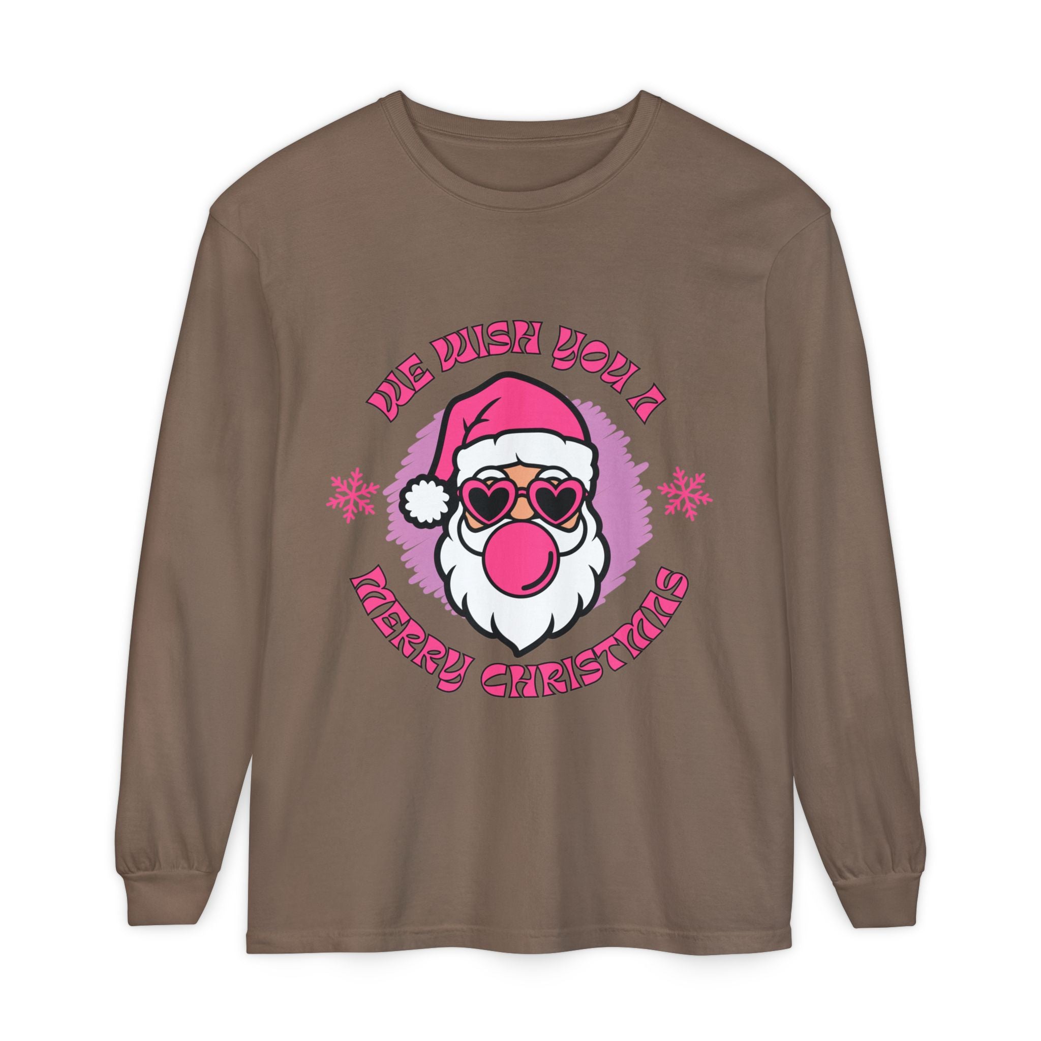 Merry Christmas Long Sleeve T-Shirt, Unisex Festive Tee, Holiday Wear, Santa Design Apparel, Christmas Gift Idea, Relaxed Fit Shirt