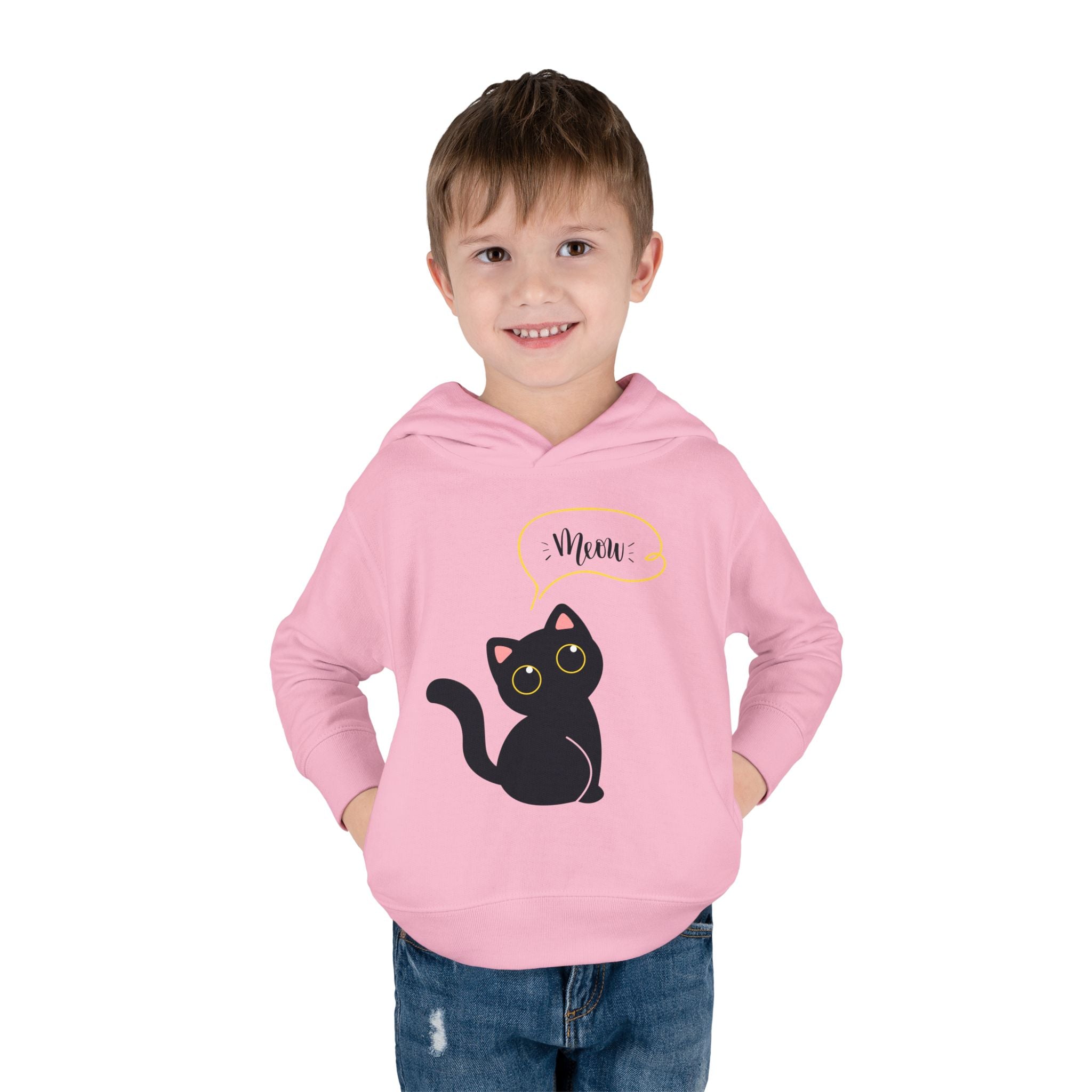 Black Cat Toddler Fleece Hoodie, Cute Kids Pullover, Cat Lover Gift, Birthday Present, Cozy Toddler Clothes