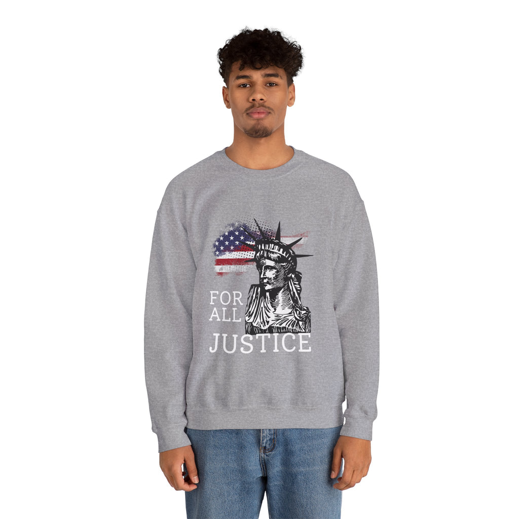 Justice Crewneck Sweatshirt - Unisex Heavy Blend, Patriotic Apparel, Comfortable Gift for Activists, USA Theme, Everyday Wear