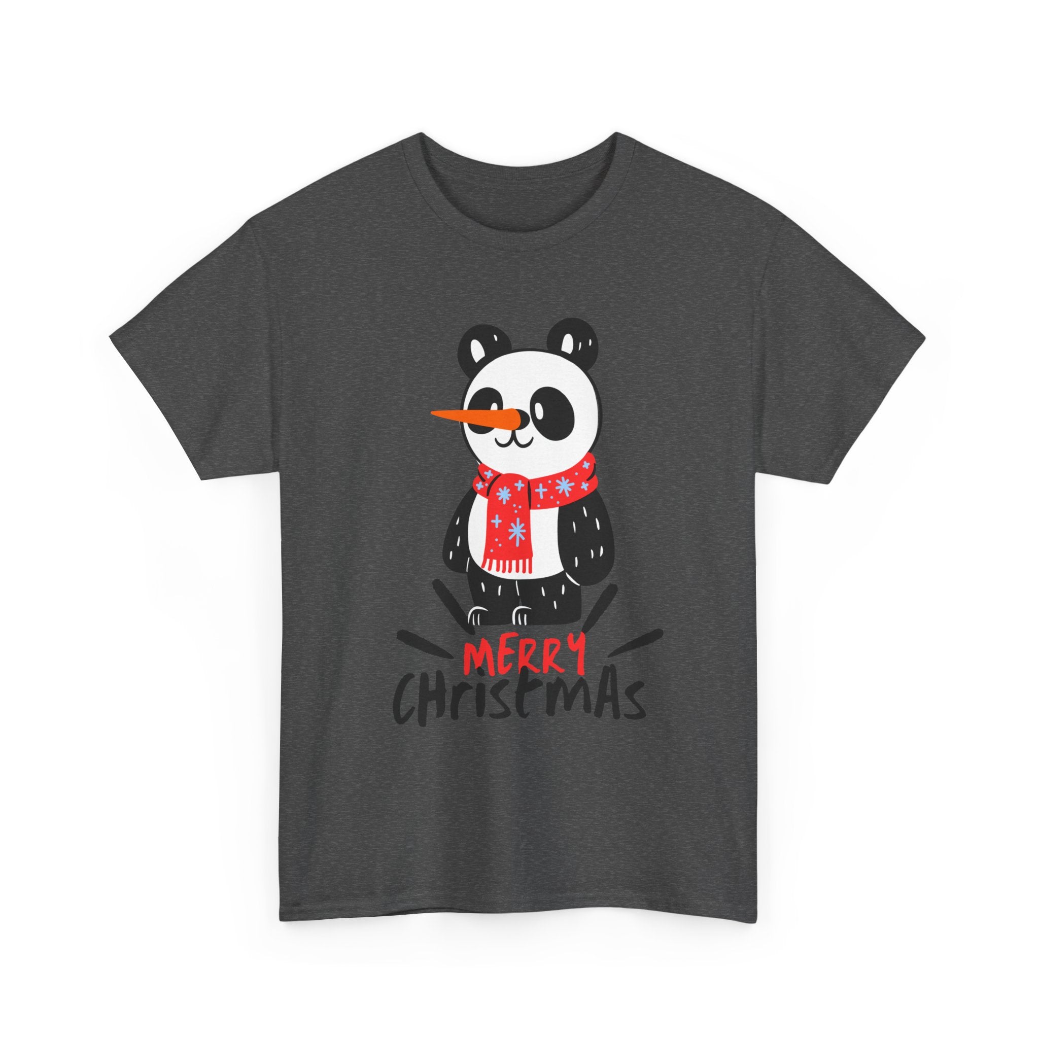 Cute Merry Christmas Panda Tee for Holiday Cheer, Unisex Cotton T-Shirt, Fun Gift for Him & Her, Christmas Apparel, Winter Gathering