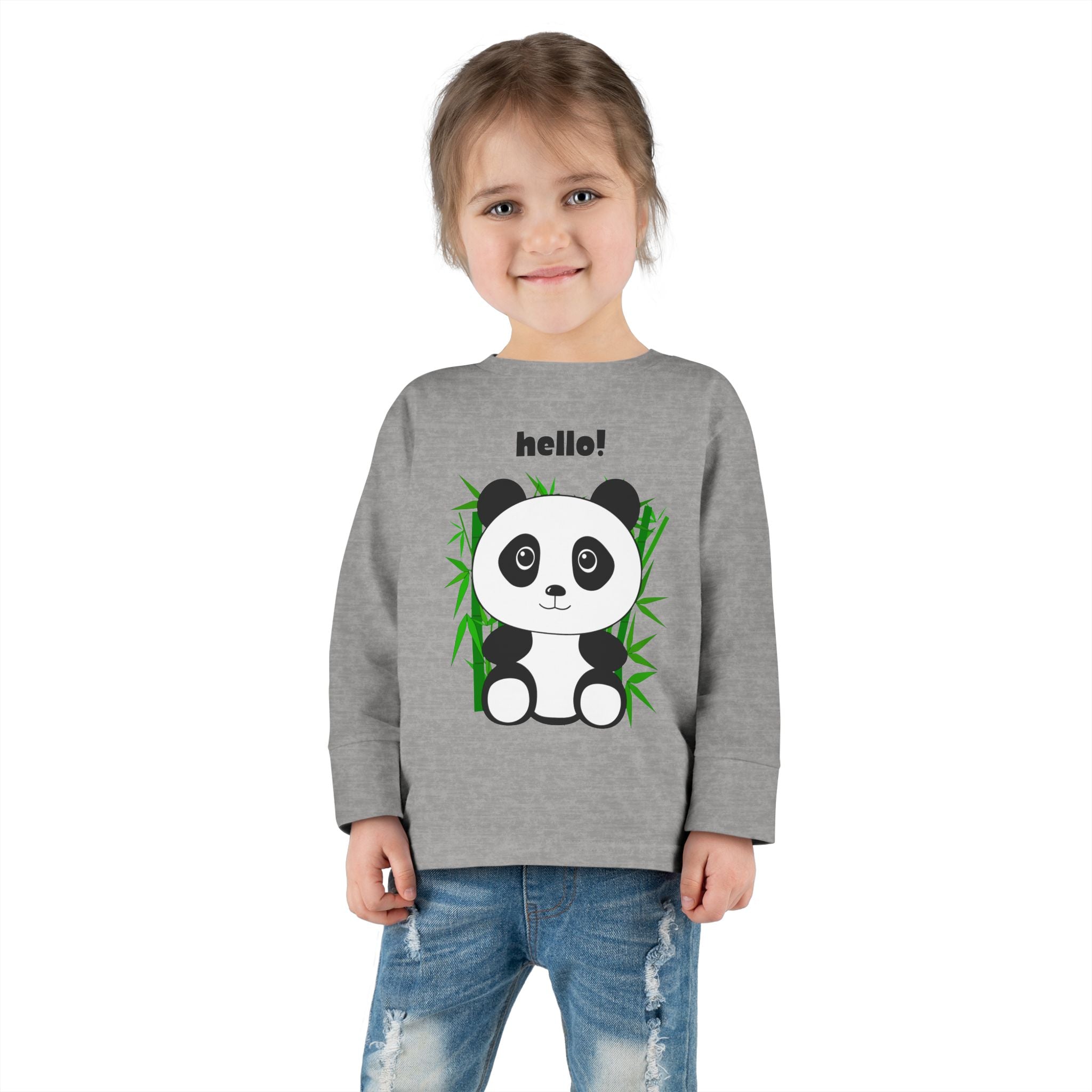 Adorable Panda Toddler Long Sleeve Tee, Cute Kids Shirt, Baby Shower Gift, Birthday, Everyday Wear, Comfortable Kids Apparel
