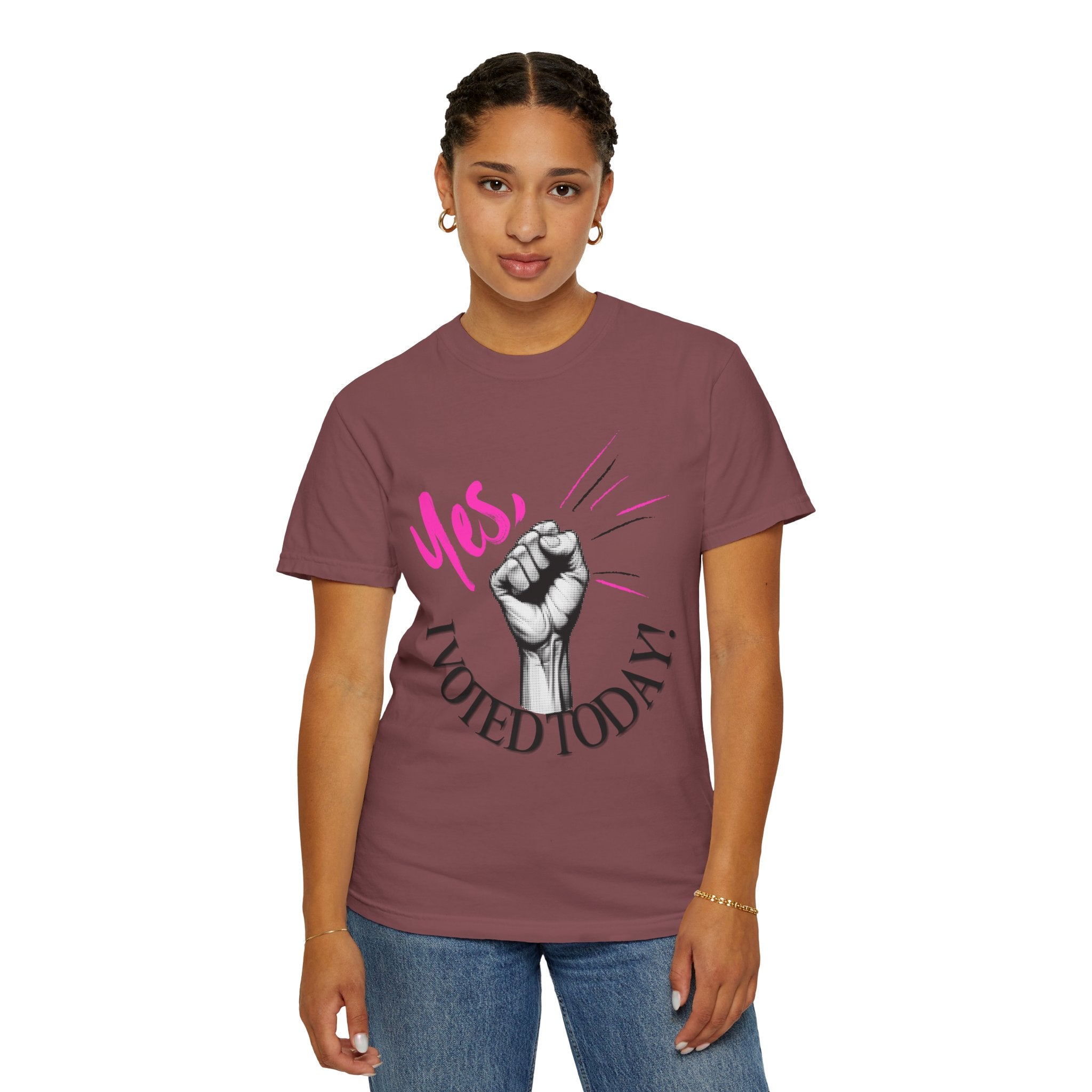 Empowering Voting T-shirt, Yes I Voted Today Tee, Unisex Garment-Dyed Shirt, Election Day Apparel, Civic Engagement Top