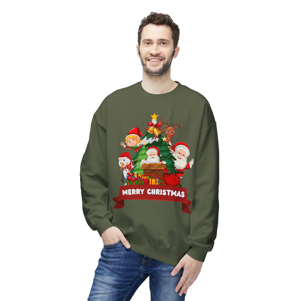 Festive Christmas Sweatshirt, Cozy Holiday Crewneck, Merry Christmas Gift, Family Matching Sweatshirt, Winter Apparel, Santa Design