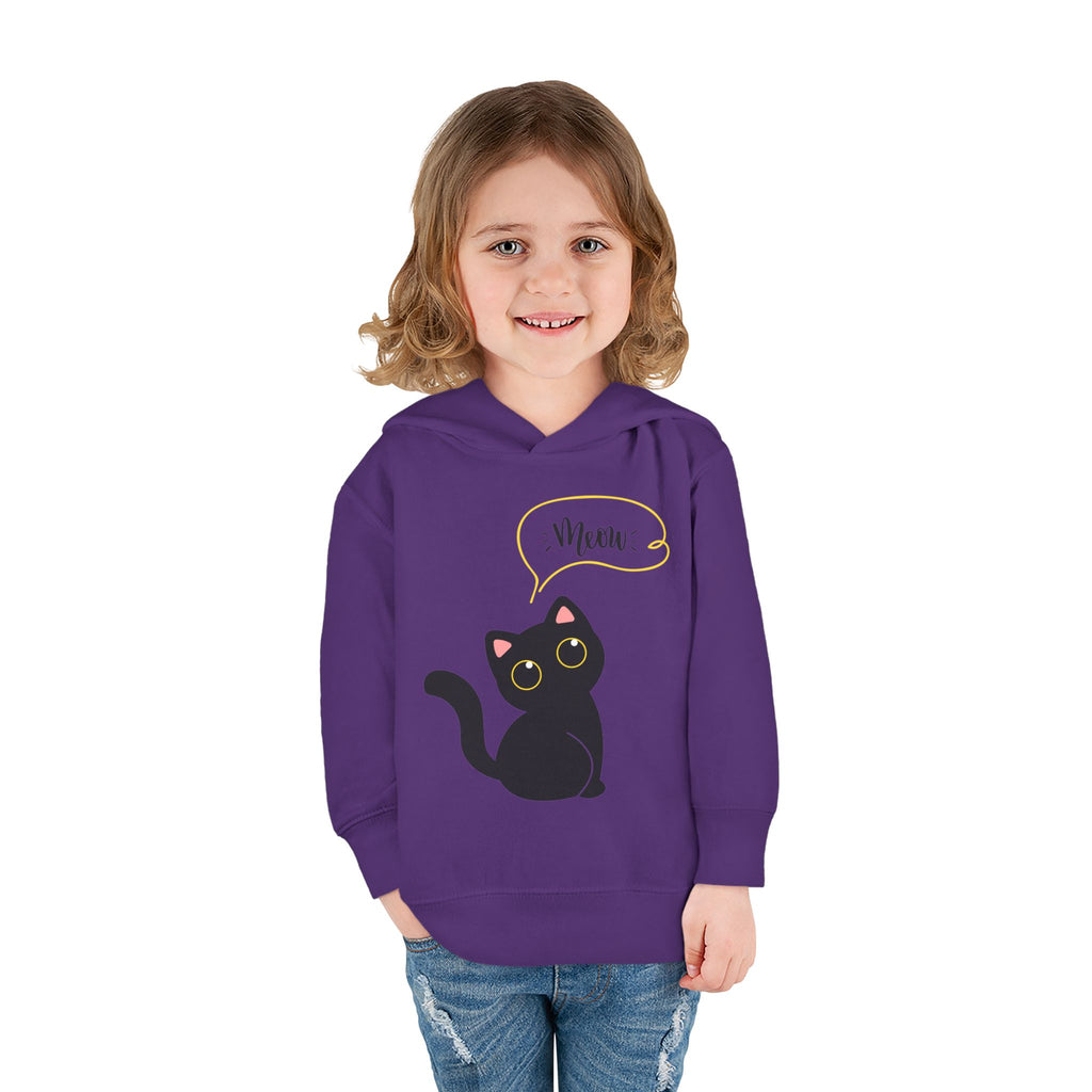 Black Cat Toddler Fleece Hoodie, Cute Kids Pullover, Cat Lover Gift, Birthday Present, Cozy Toddler Clothes