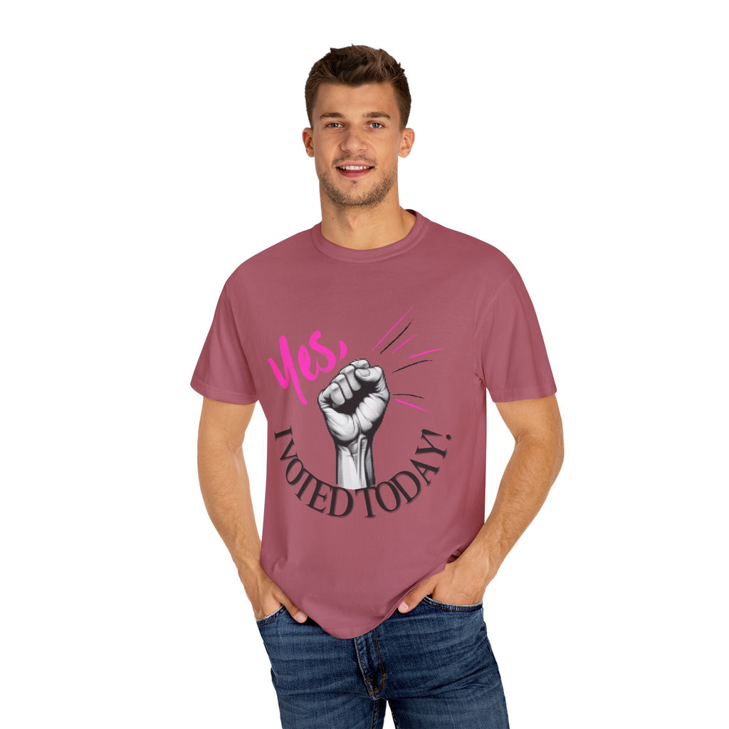 Empowering Voting T-shirt, Yes I Voted Today Tee, Unisex Garment-Dyed Shirt, Election Day Apparel, Civic Engagement Top