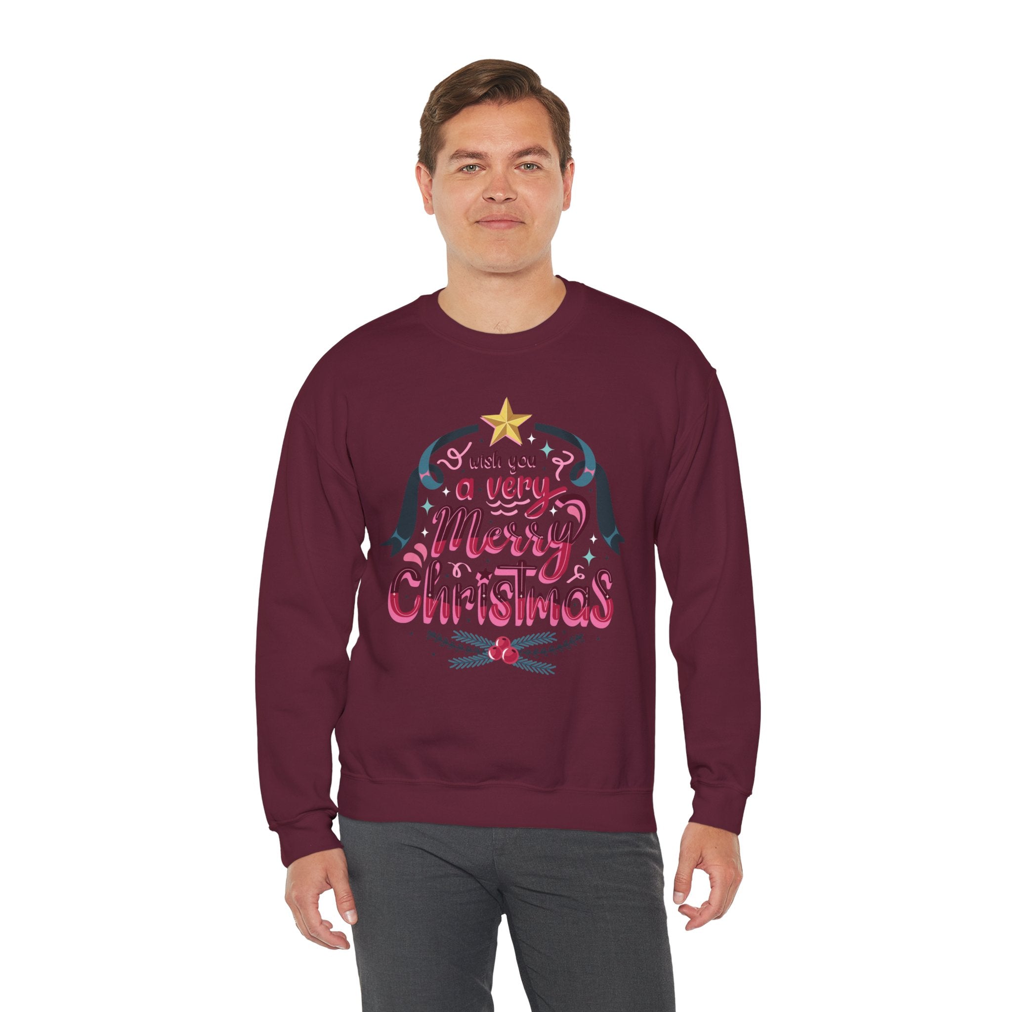 Merry Christmas Sweatshirt, Cozy Holiday Apparel, Unisex Christmas Gift, Festive Crewneck, Winter Wardrobe Essential