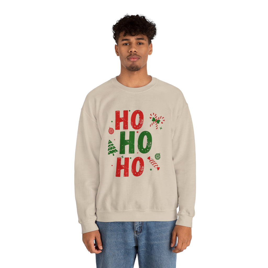 Festive Ho Ho Ho Sweatshirt for Holiday Cheer, Christmas Gift, Cozy Winter Apparel, Family Gatherings, Unisex Holiday Sweatshirt