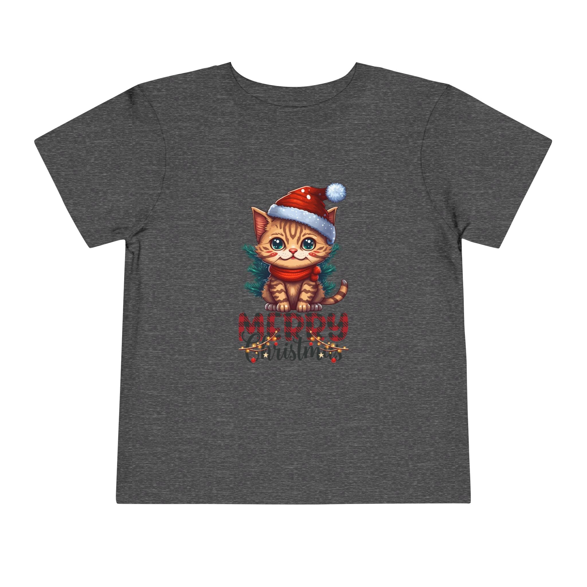 Cute Christmas Cat Tee for Toddlers, Holiday Shirt, Gift for Kids, Merry Christmas Tee, Fun Winter Wear, Festive Toddler Outfit
