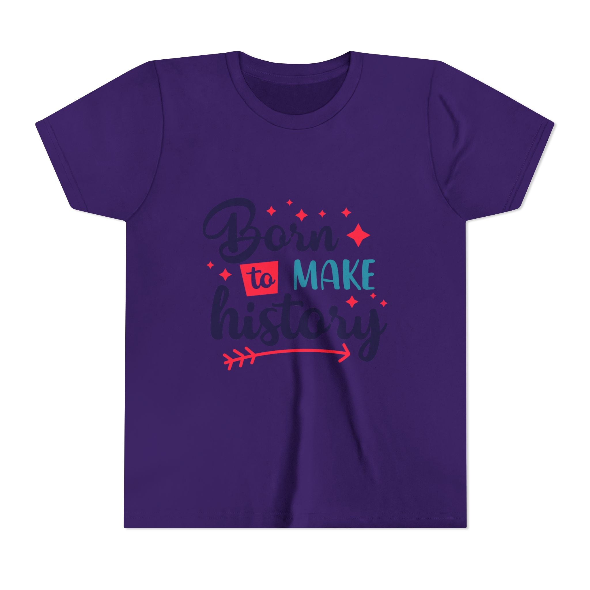 Inspired Youth Short Sleeve Tee: 'Born to Make History' Shirt, Kids Motivational Tee, Birthday Gift, Back to School, Fun Everyday Wear