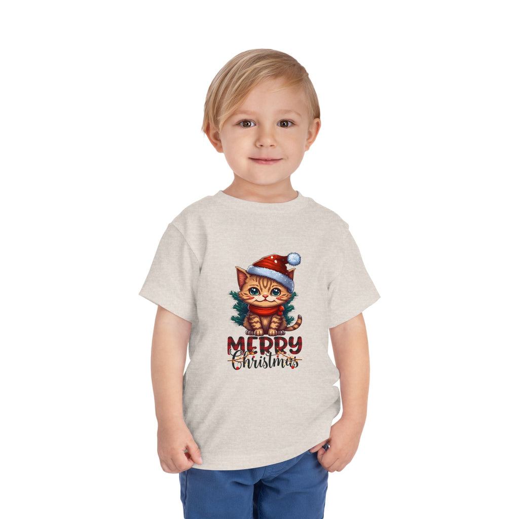Cute Christmas Cat Tee for Toddlers, Holiday Shirt, Gift for Kids, Merry Christmas Tee, Fun Winter Wear, Festive Toddler Outfit