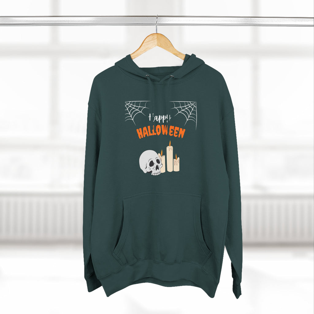 Halloween Three-Panel Fleece Hoodie | Cozy Fall Apparel, Spooky Season Gift, Casual Sweatshirt, Pumpkin Design, Halloween Costume