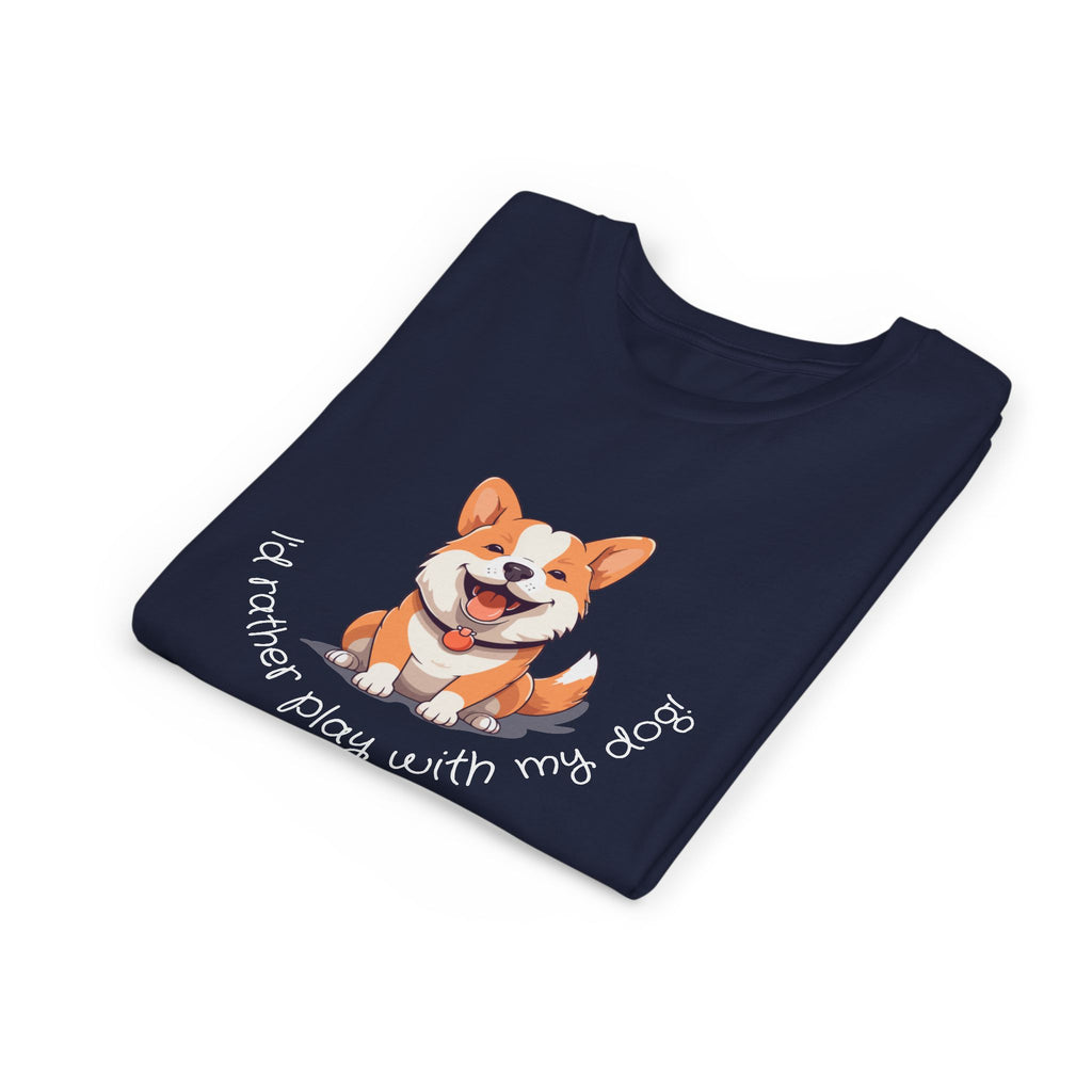 Youth Dog Lover Tee, Kids Corgi Shirt, Playful Dog T-Shirt, Pet Lover Gift, Children's Animal Apparel