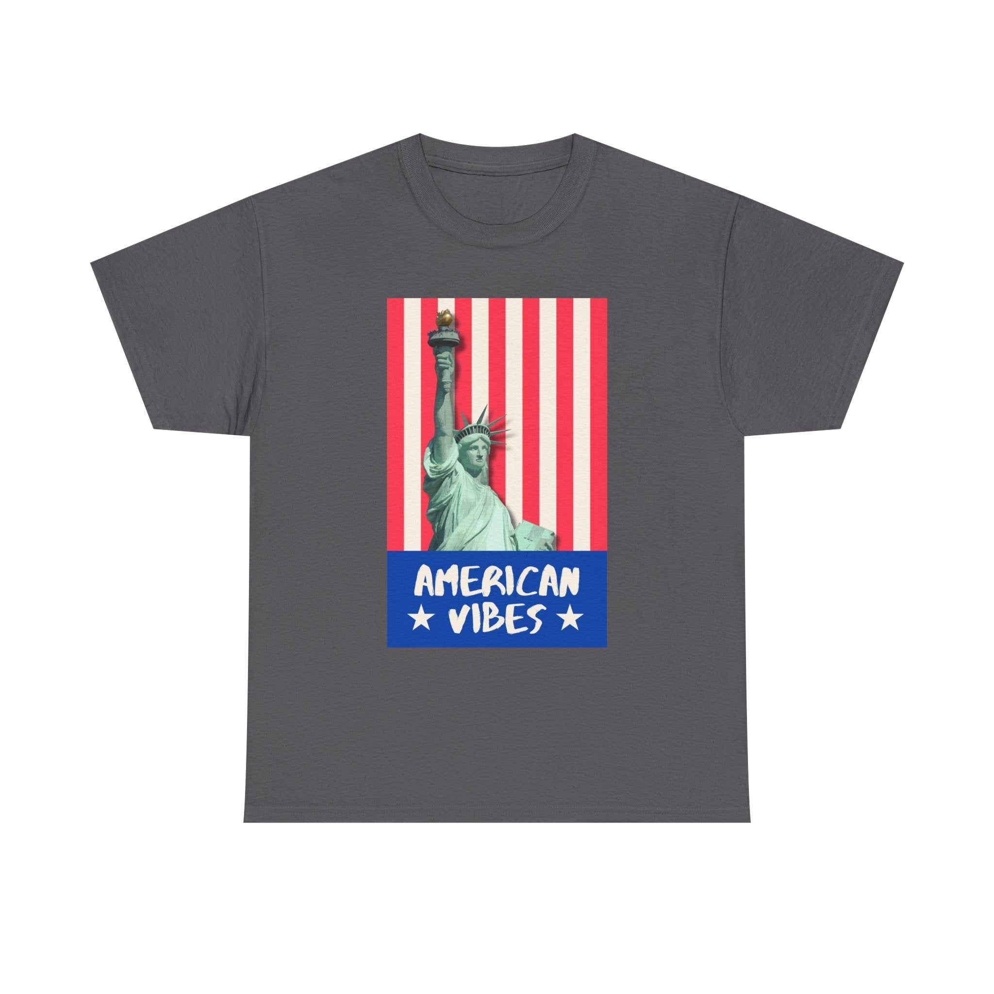 American Vibes Unisex Heavy Cotton Tee, Patriotic Shirt, Gift for Veterans, Independence Day Apparel, Summer Casual Wear