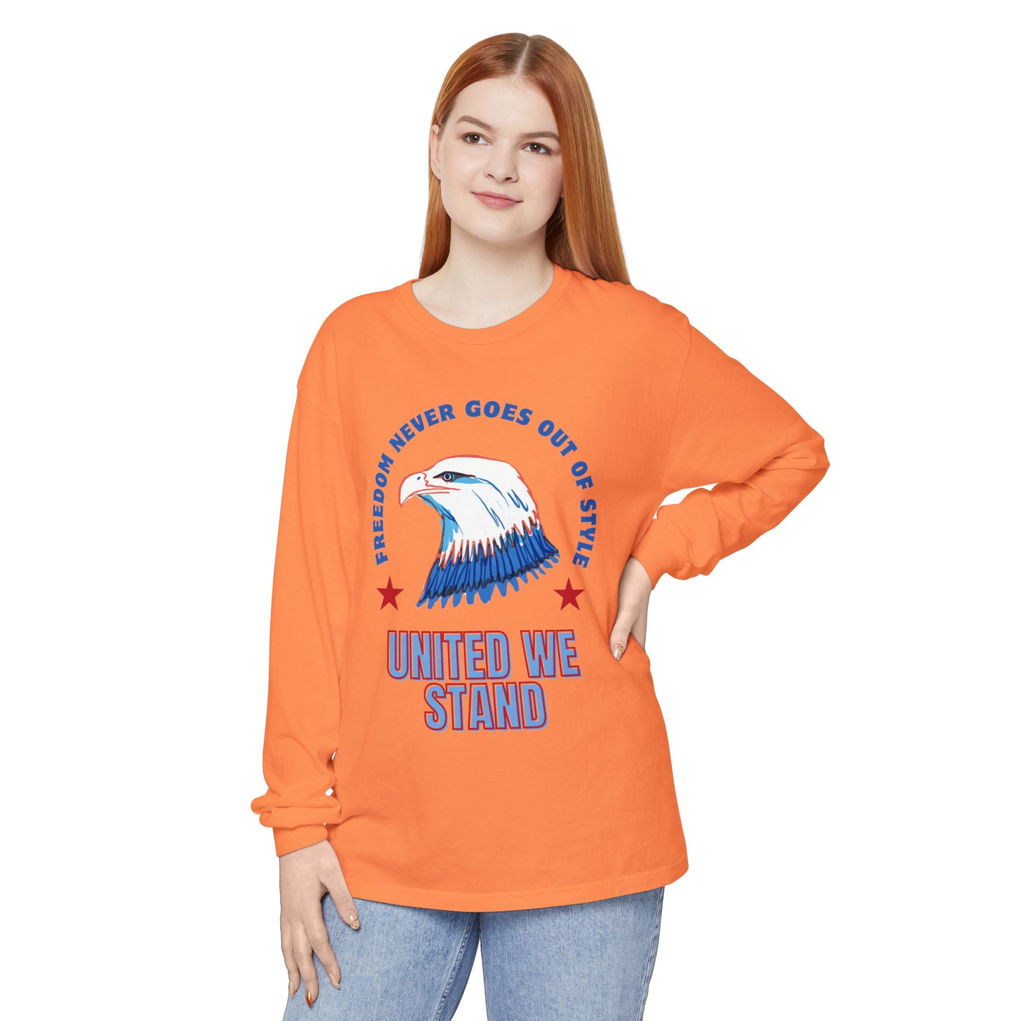 Patriotic Long Sleeve T-Shirt Perfect for Celebrating Holidays, Independence Days