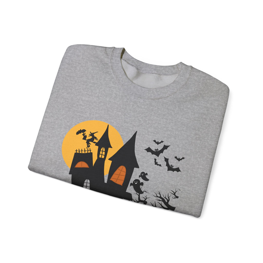 Halloween Haunted House Sweatshirt, Cozy Fall Wardrobe, Unisex Pullover, Spooky Season, Halloween Gift Idea, Festival Apparel