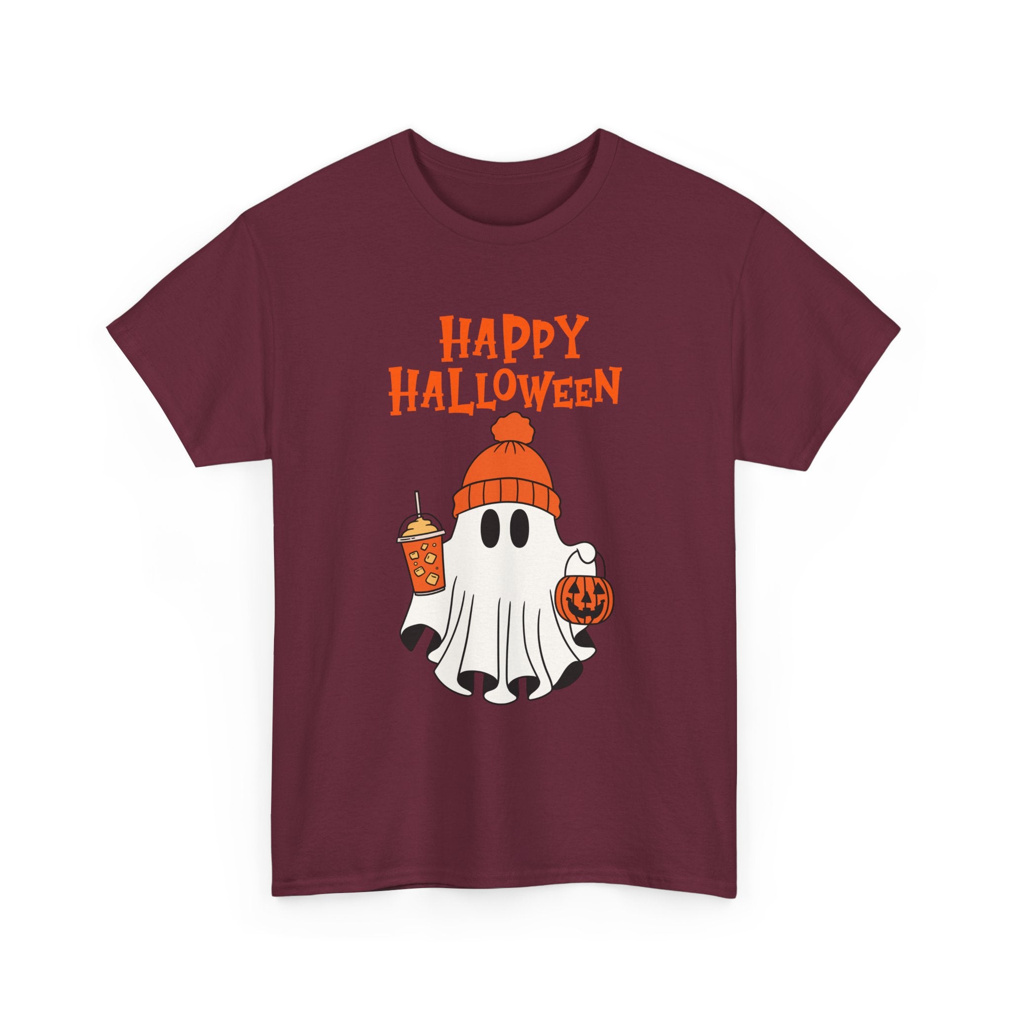 Happy Halloween Ghost Tee, Unisex Cotton T-Shirt, Halloween Apparel, Fall Fashion, Cute Halloween Gift, Ghost Tee