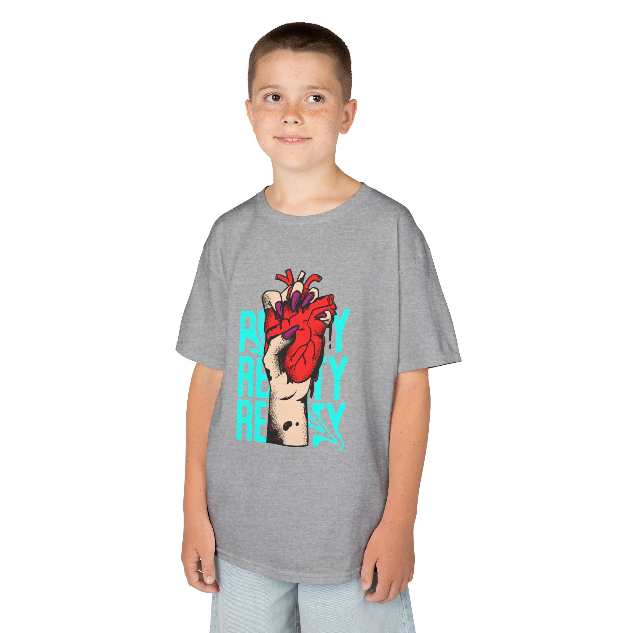 Youth Graphic Tee with Heart Design, Perfect Gift for Kids, Fun Everyday Wear, Unique Birthday Present, Heartfelt T-Shirt