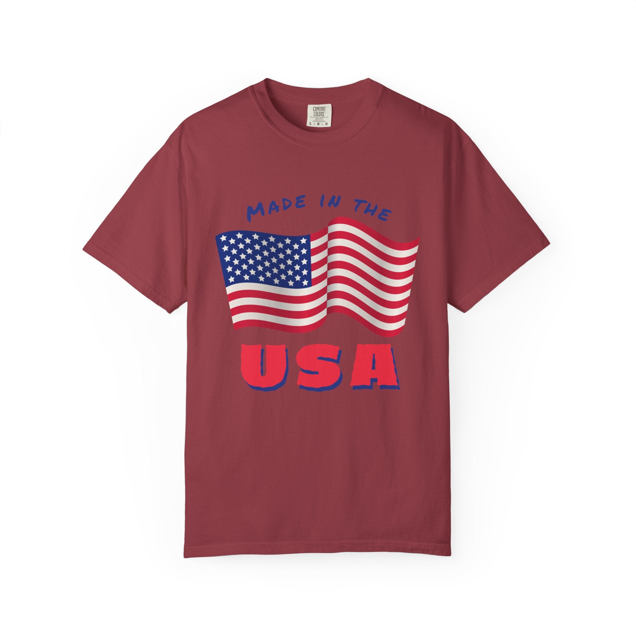 Patriotic T-Shirt for Celebrations, Made in the USA Tee, Unisex Garment-Dyed Shirt, July 4th Apparel, Red White Blue Tee
