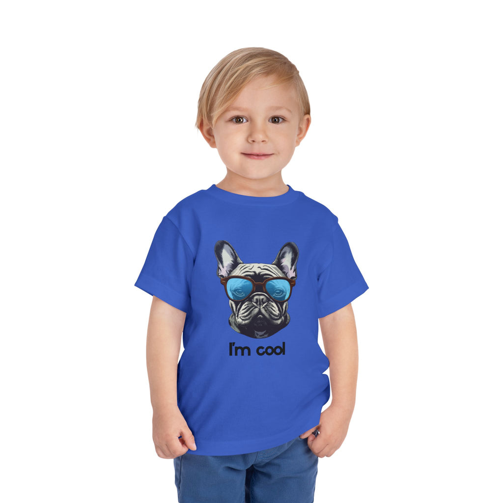 Cool French Bulldog Toddler Tee, I'm Cool Shirt, Kids Summer Tee, Pet Lover Gift, Cute Toddler Outfit