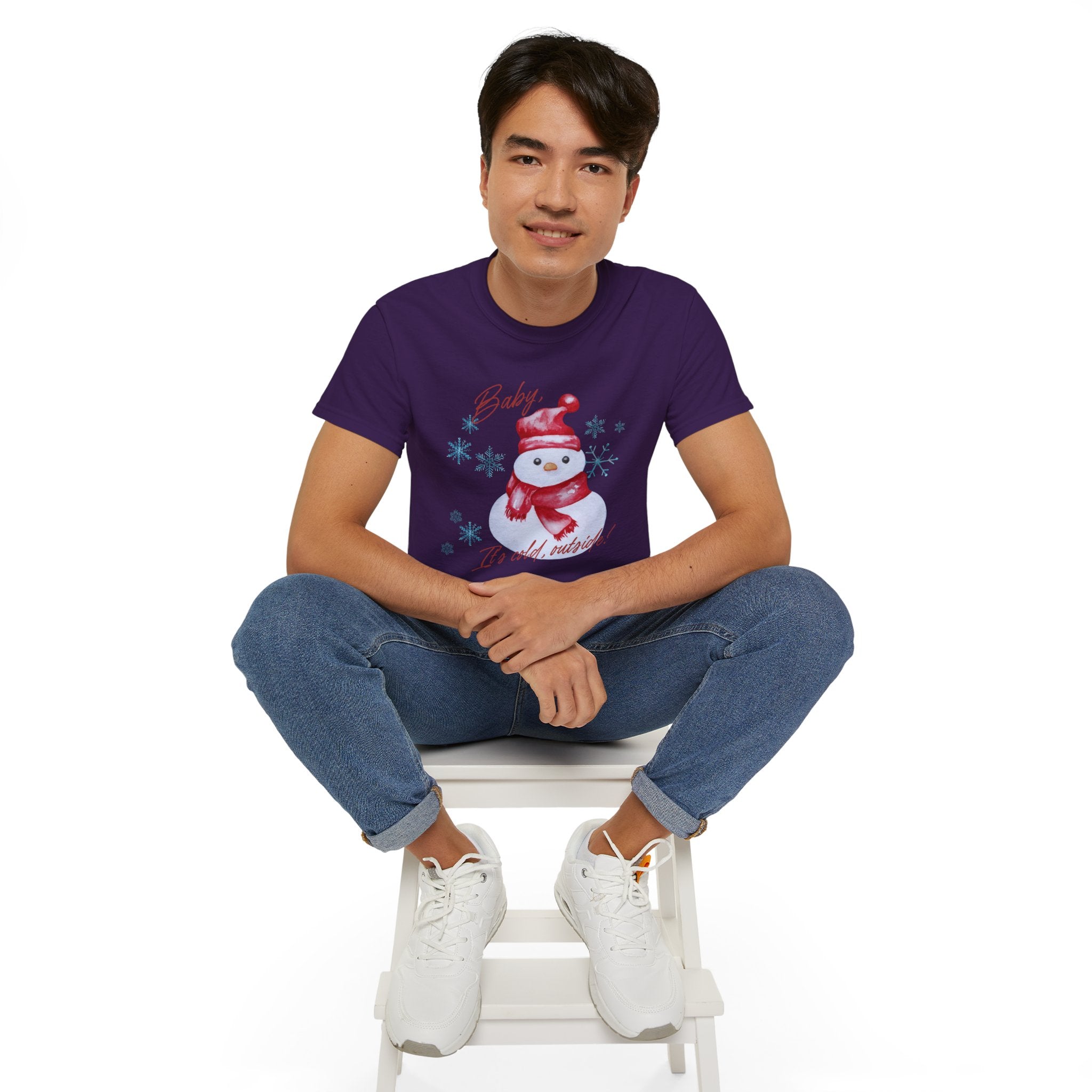 Winter Wonderland Snowman Tee, Unisex Cotton T-Shirt for Holiday Cheer, Christmas Party, Gift, Cozy Winter Apparel