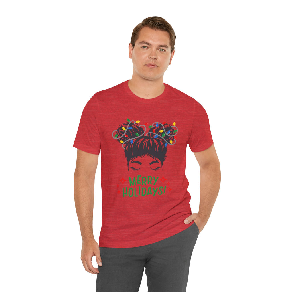 Festive Holiday Tee - Merry Holidays Graphic, Unisex Jersey Short Sleeve Shirt, Christmas Apparel, Seasonal Gift, Cozy Vibes