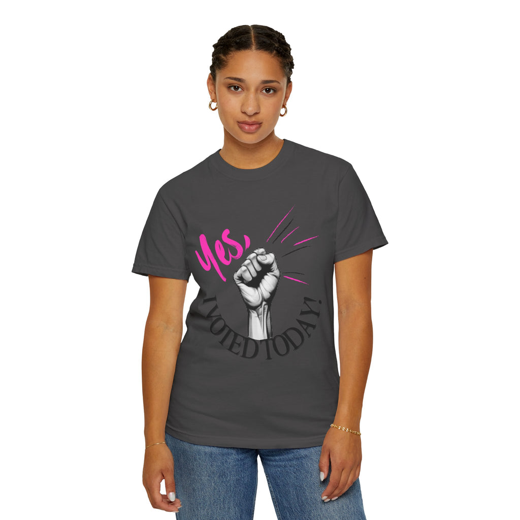 Empowering Voting T-shirt, Yes I Voted Today Tee, Unisex Garment-Dyed Shirt, Election Day Apparel, Civic Engagement Top