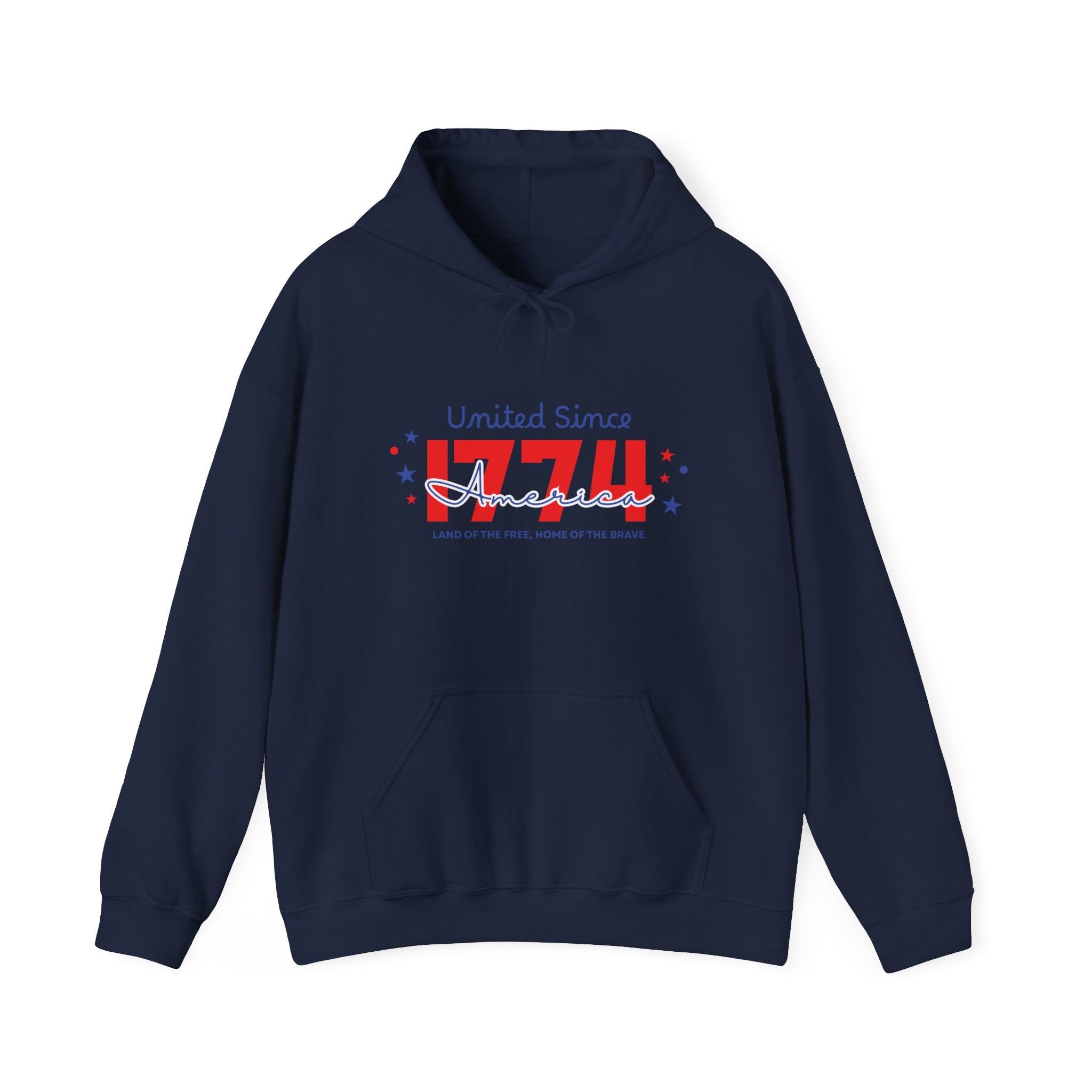 Patriotic Hooded Sweatshirt - United Since 1774, Unisex Pullover, 4th of July Gift, Cozy Fall Apparel, Red White Blue Hoodie