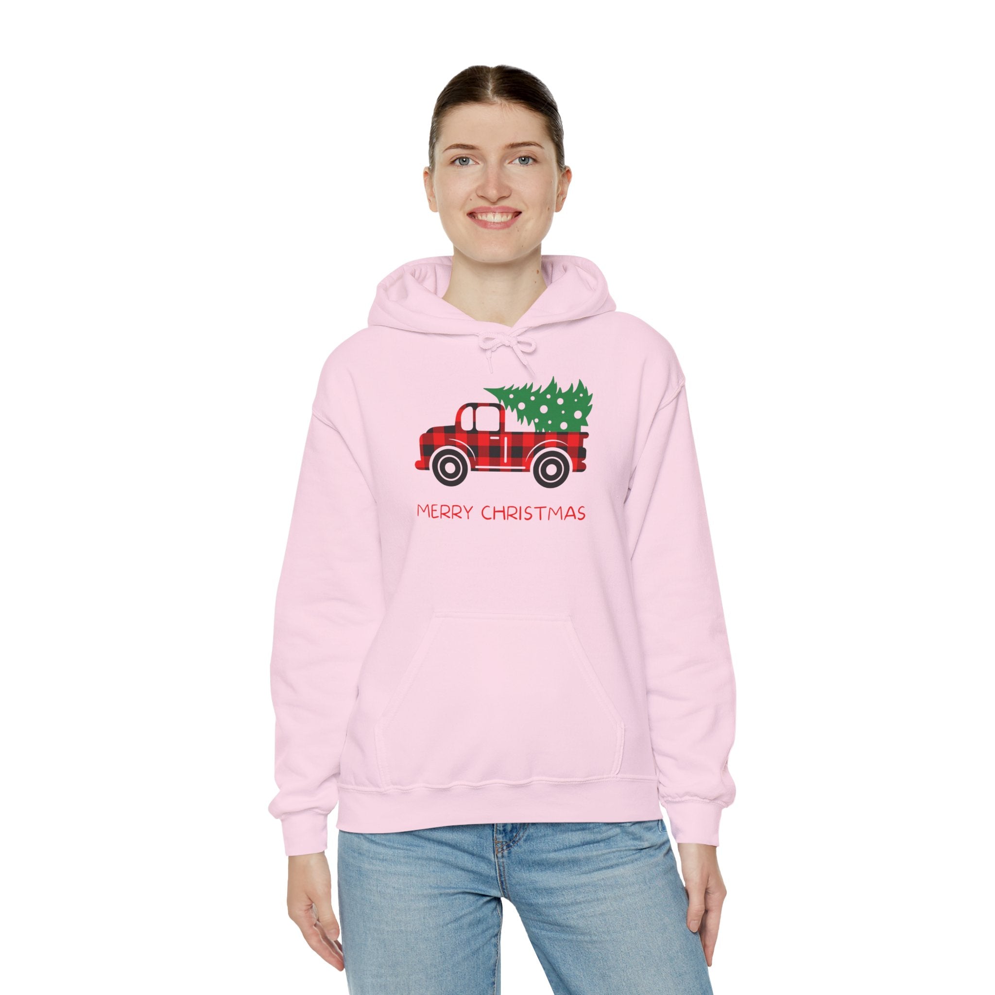 Merry Christmas Truck Hoodie, Festive Sweatshirt, Holiday Gift, Cozy Winter Apparel, Unisex Christmas Wear