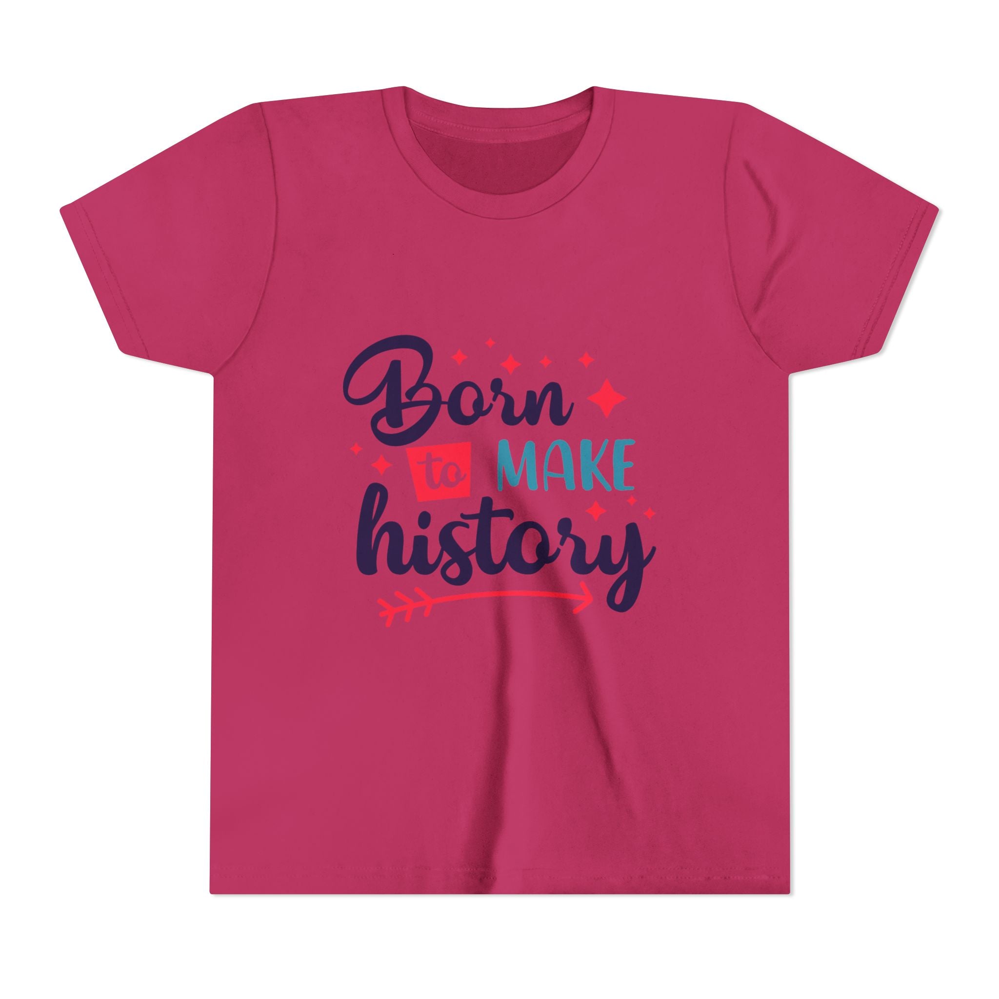 Inspired Youth Short Sleeve Tee: 'Born to Make History' Shirt, Kids Motivational Tee, Birthday Gift, Back to School, Fun Everyday Wear