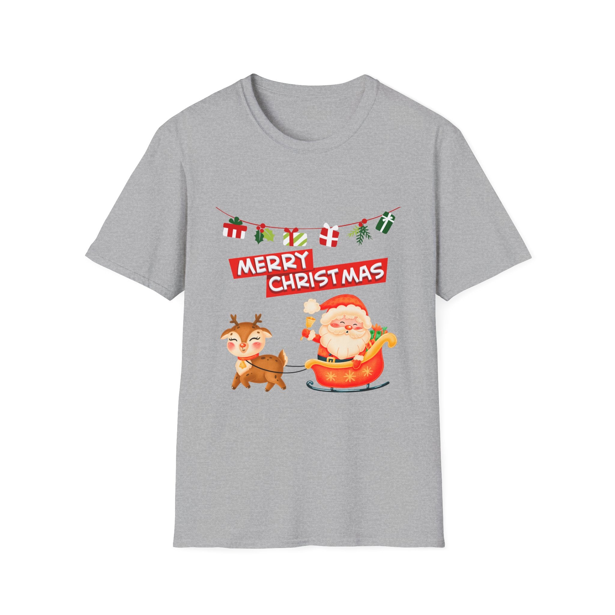 Christmas Cheer T-Shirt, Merry Christmas Tee, Festive Holiday Shirt, Unisex Christmas Apparel, Santa and Reindeer Design