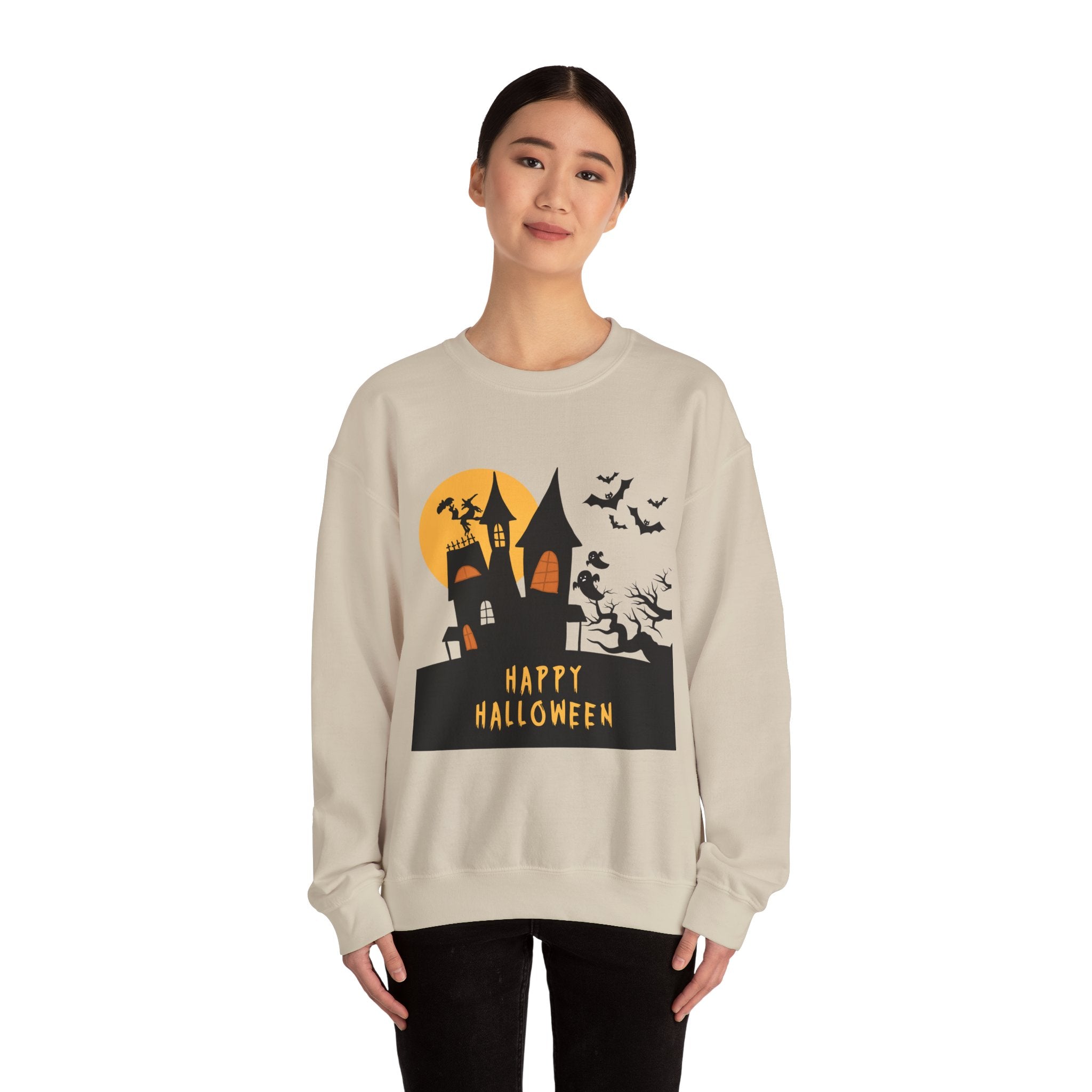 Halloween Haunted House Sweatshirt, Cozy Fall Wardrobe, Unisex Pullover, Spooky Season, Halloween Gift Idea, Festival Apparel