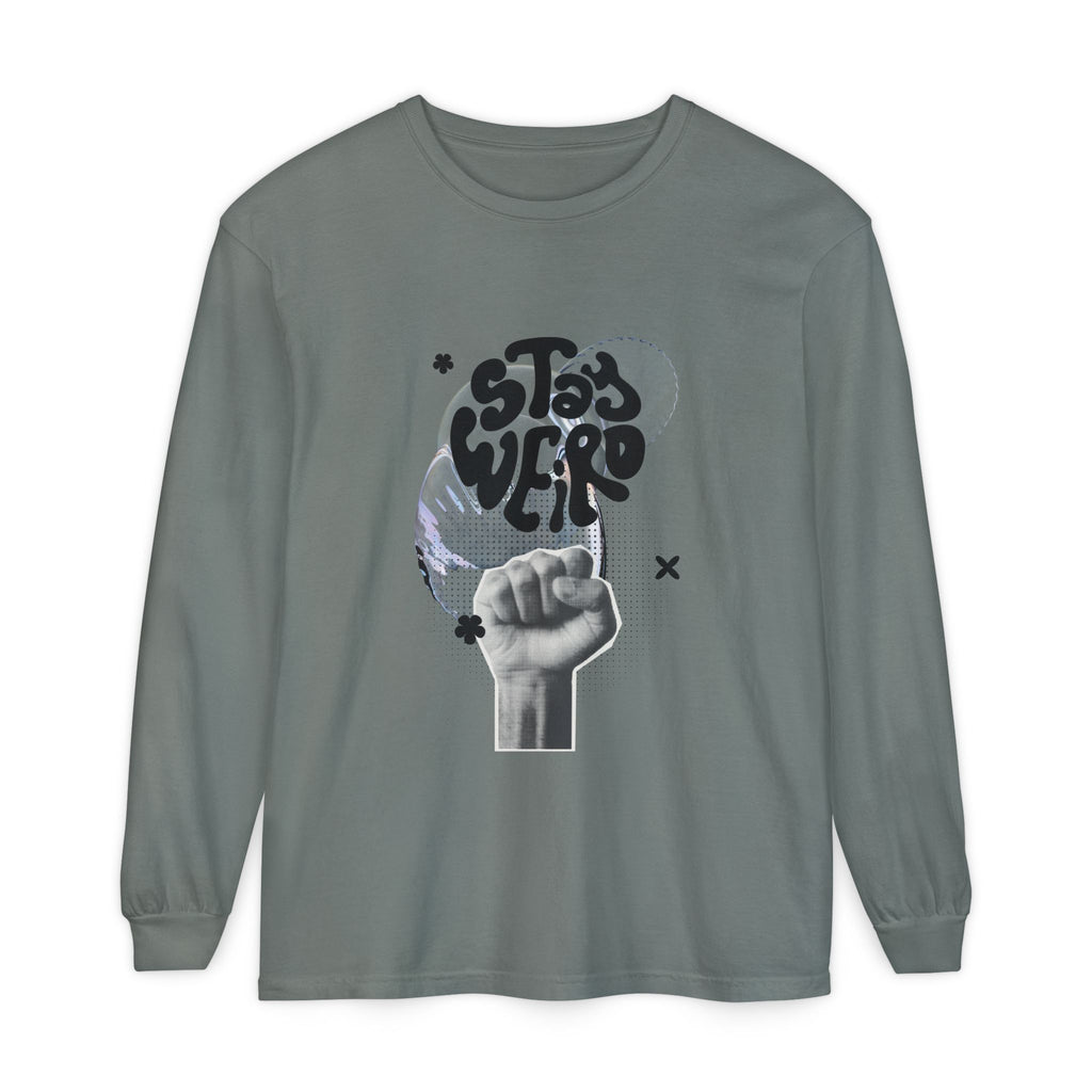 Unisex Long Sleeve T-Shirt with Stay Weird Graphic, Trendy Apparel, Casual Wear, Gift for Creative Souls, Summer Tee, Unique Style