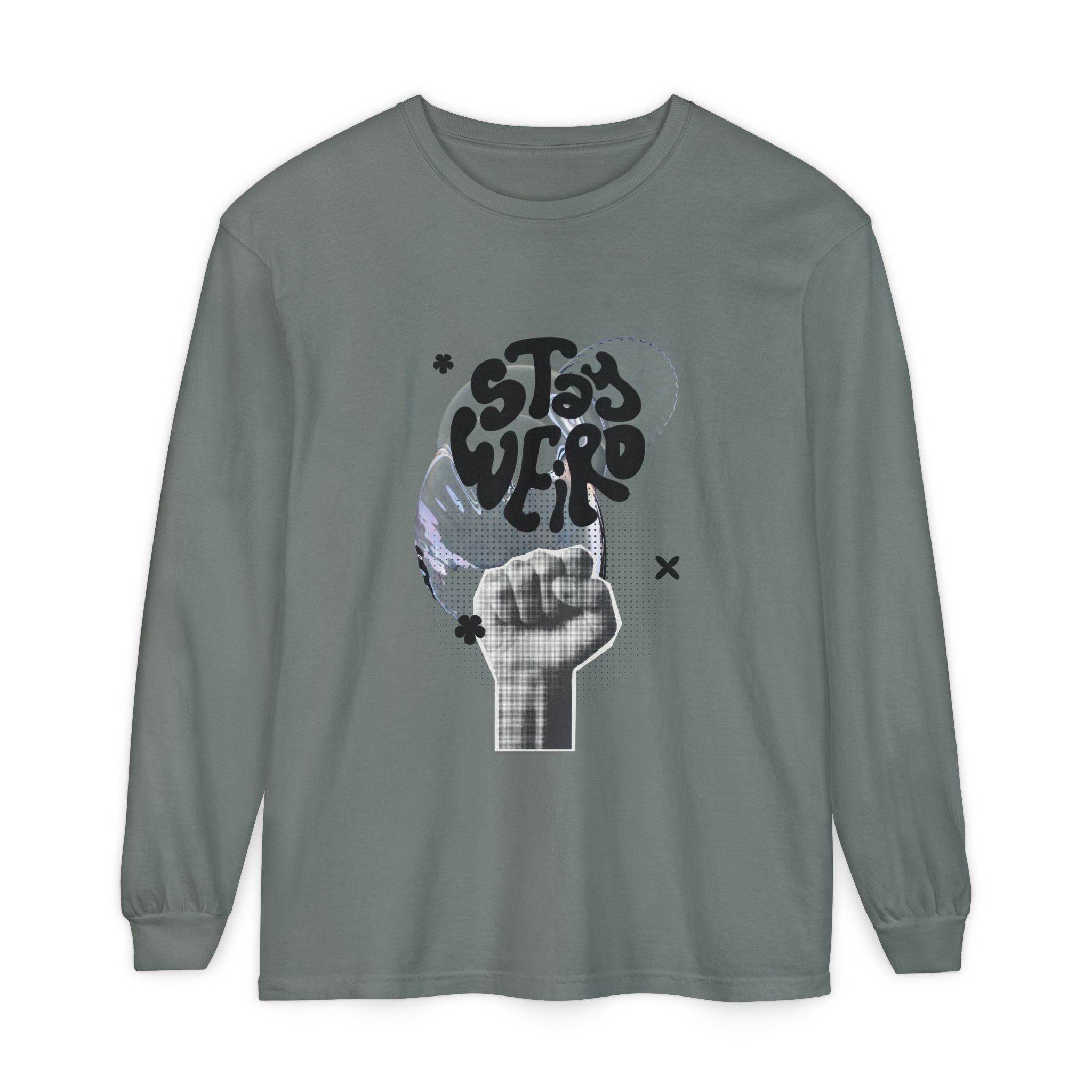 Unisex Long Sleeve T-Shirt with Stay Weird Graphic, Trendy Apparel, Casual Wear, Gift for Creative Souls, Summer Tee, Unique Style