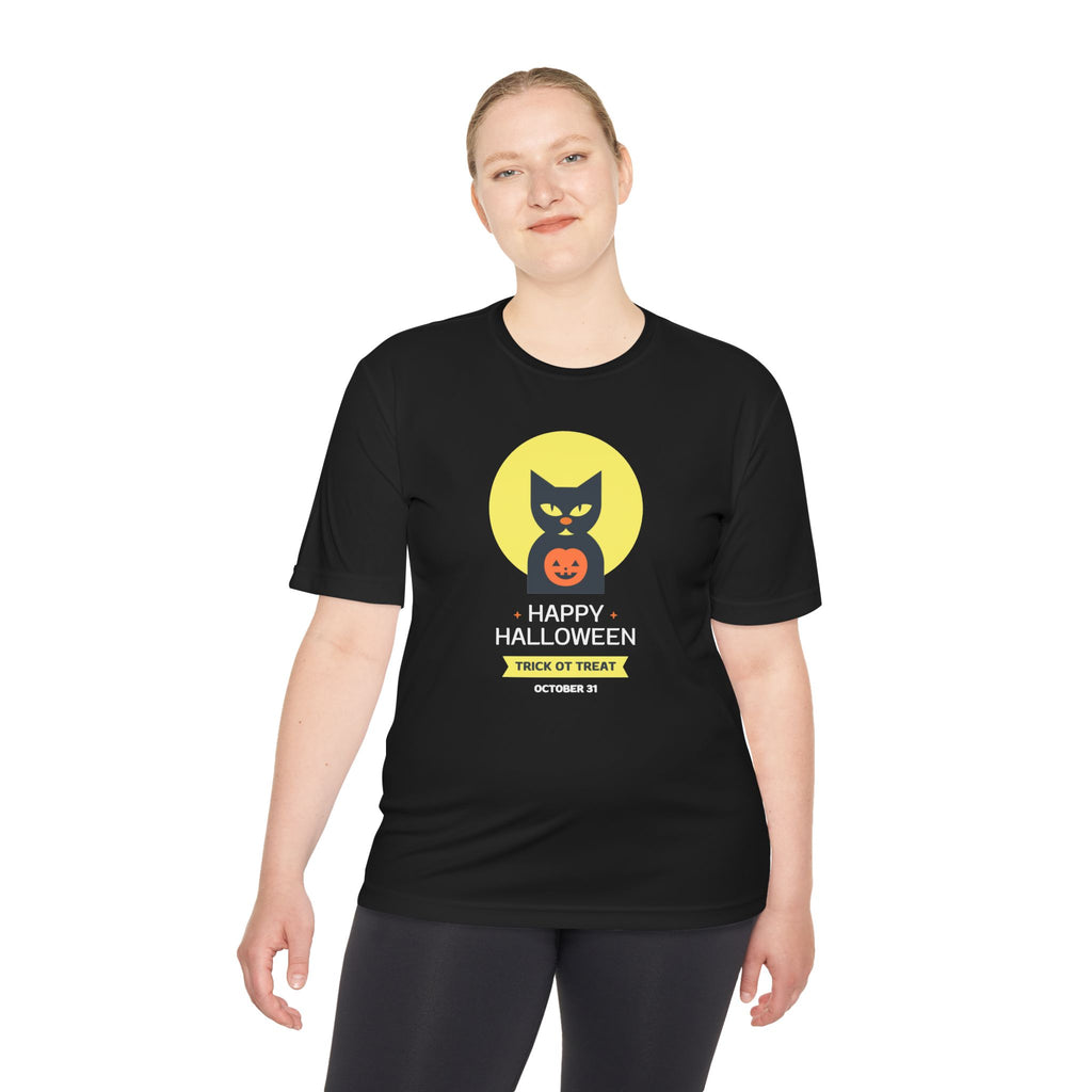 Halloween Cat Unisex Moisture Wicking Tee, Spooky T-Shirt, Trick or Treat Tee, Halloween Costume Shirt, Fall Apparel