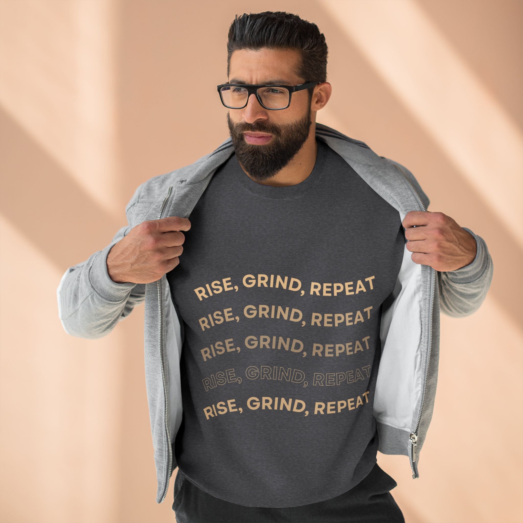 Rise, Grind, Repeat Sweatshirt | Cozy Motivational Crewneck | Perfect for Gym Lovers, Athletes, Gift for Friends, Casual Wear