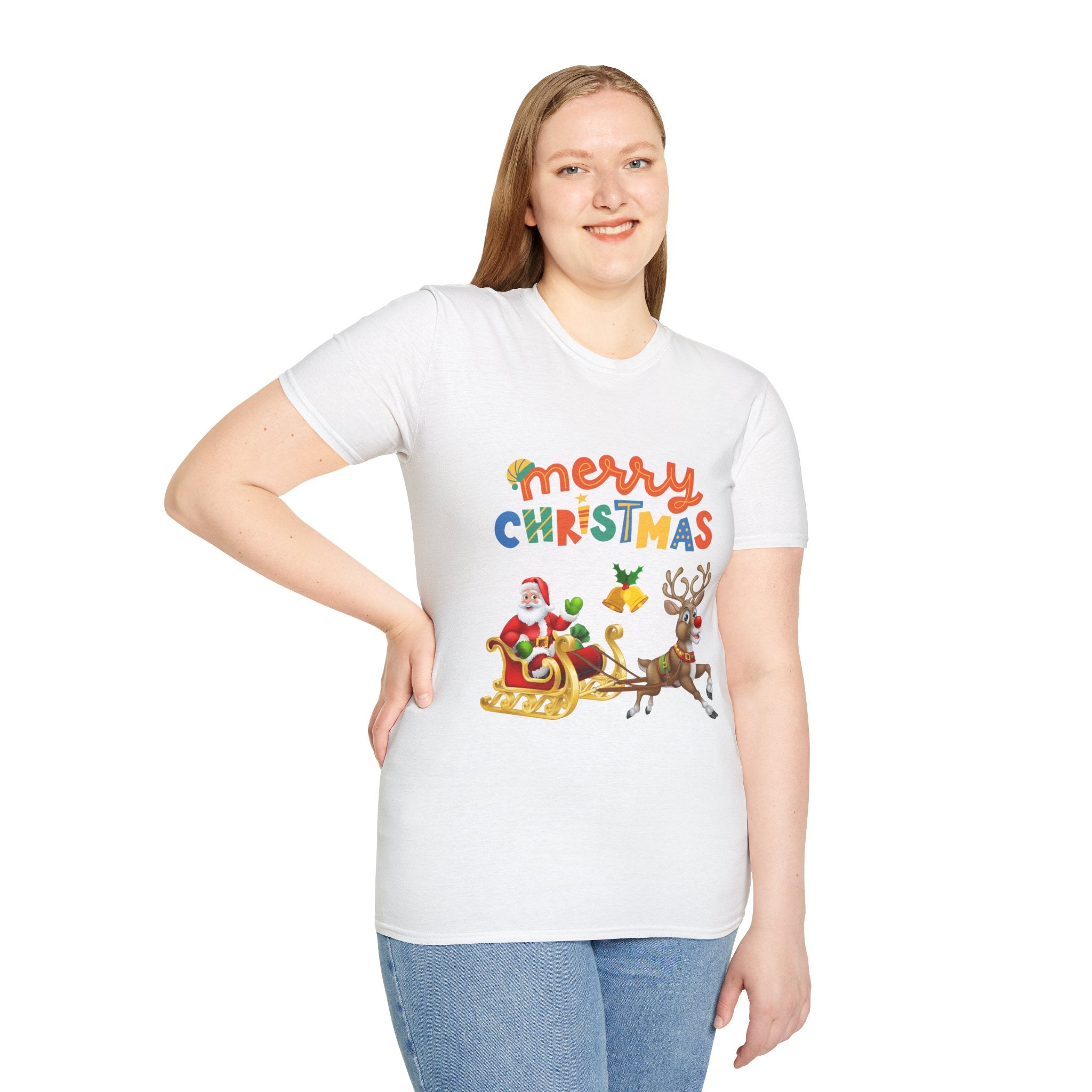 Merry Christmas T-Shirt, Holiday Tee, Santa Graphic Shirt, Unisex Christmas Apparel, Festive Gift for Family