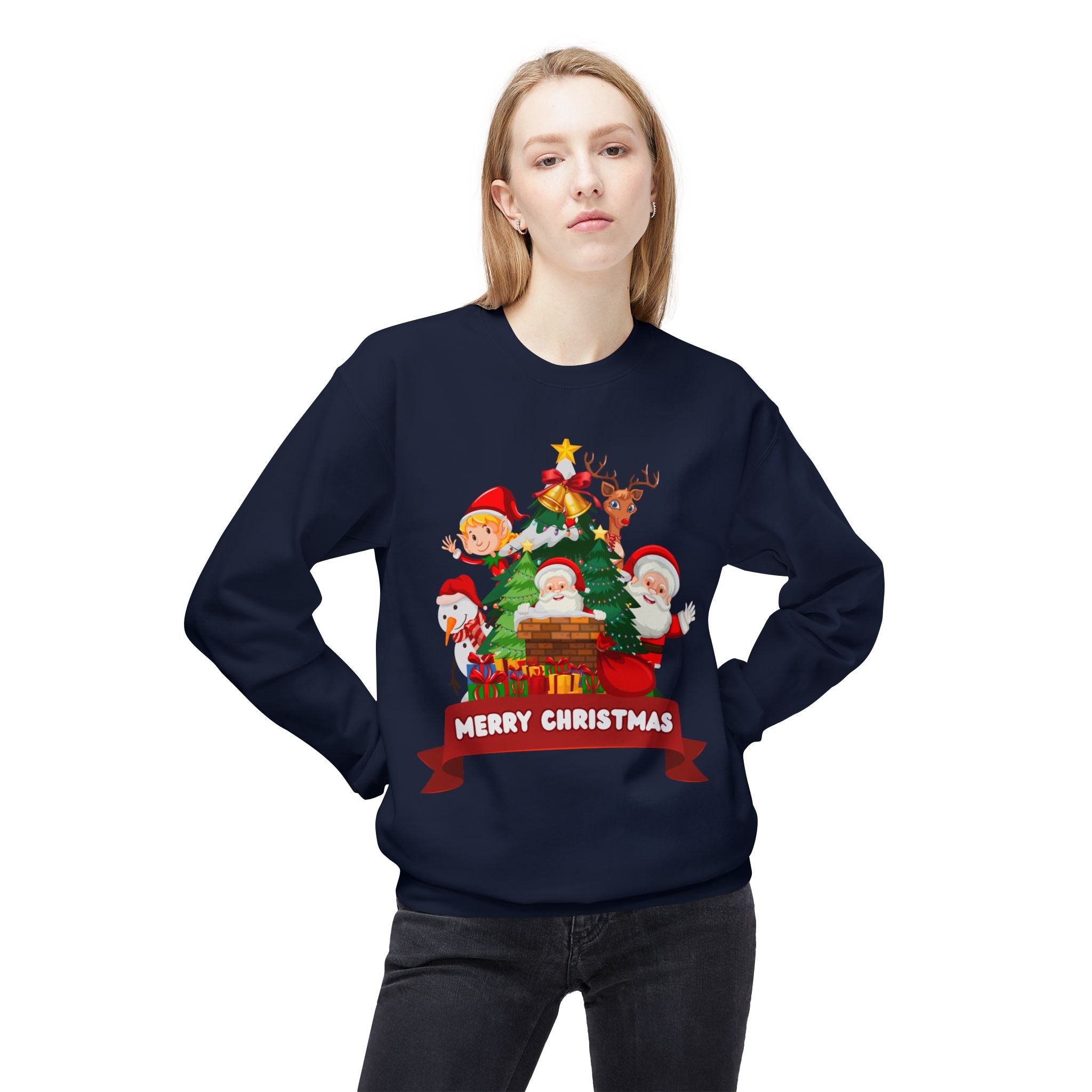 Festive Christmas Sweatshirt, Cozy Holiday Crewneck, Merry Christmas Gift, Family Matching Sweatshirt, Winter Apparel, Santa Design