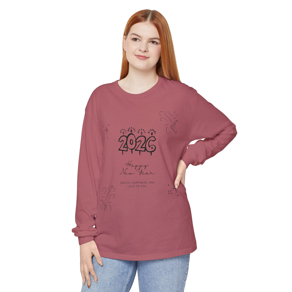 2026 Happy New Year Long Sleeve T-Shirt | Cozy Holiday Top, Unisex Style, Celebration Apparel, Gift for Him/Her, Festive Fashion