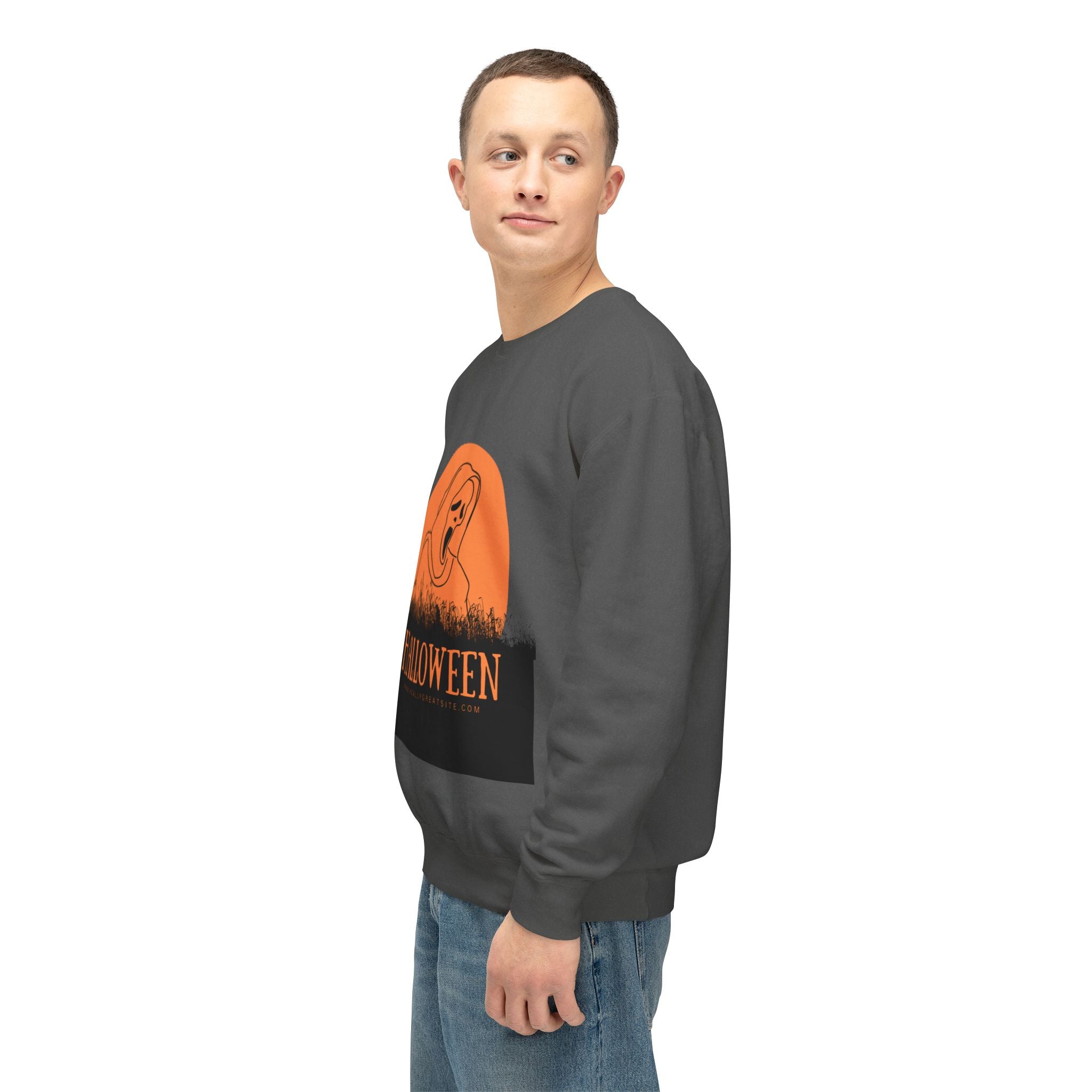 Halloween Ghost Unisex Lightweight Crewneck Sweatshirt, Fall Fashion, Cozy Gift, Halloween Party, Spooky Season Apparel