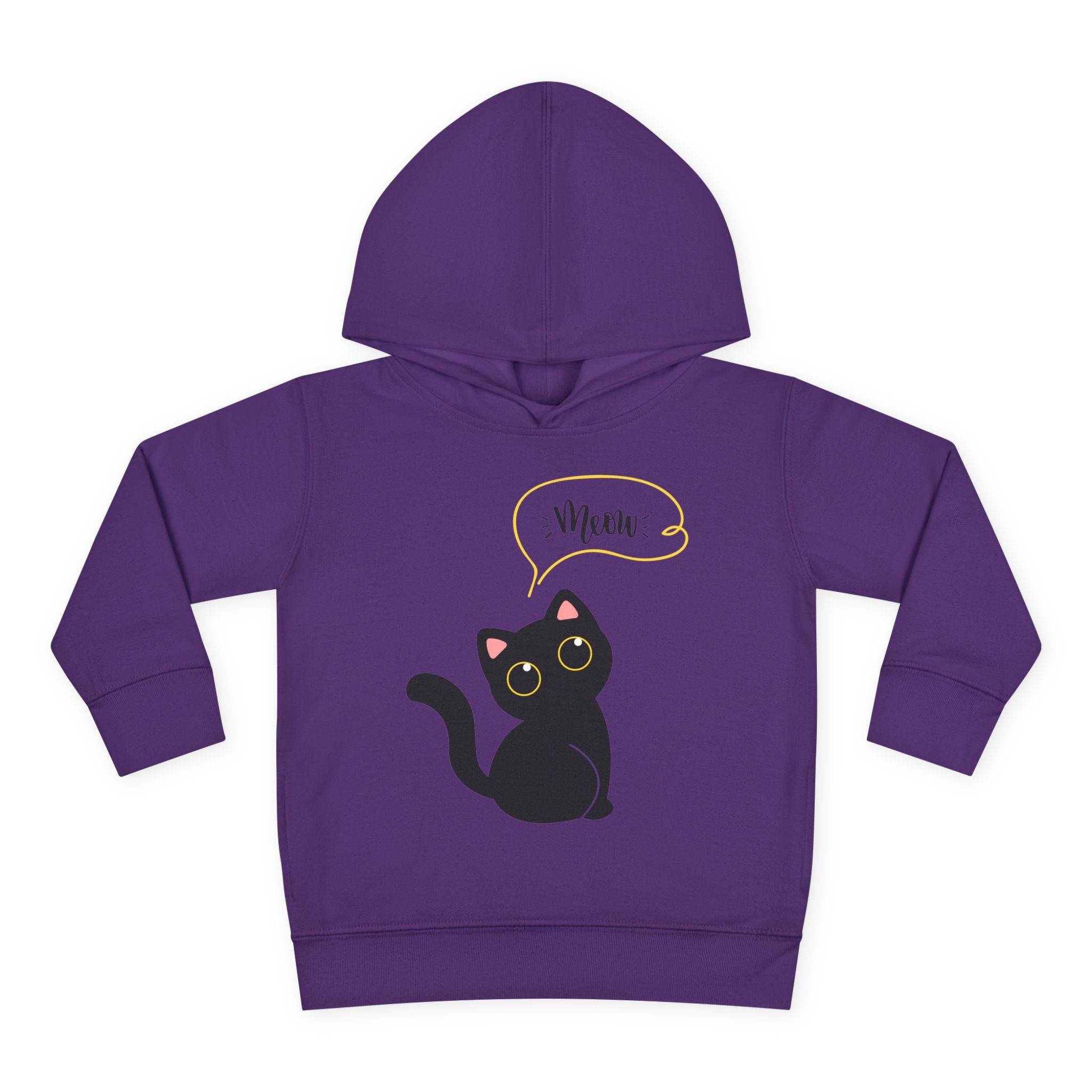 Black Cat Toddler Fleece Hoodie, Cute Kids Pullover, Cat Lover Gift, Birthday Present, Cozy Toddler Clothes