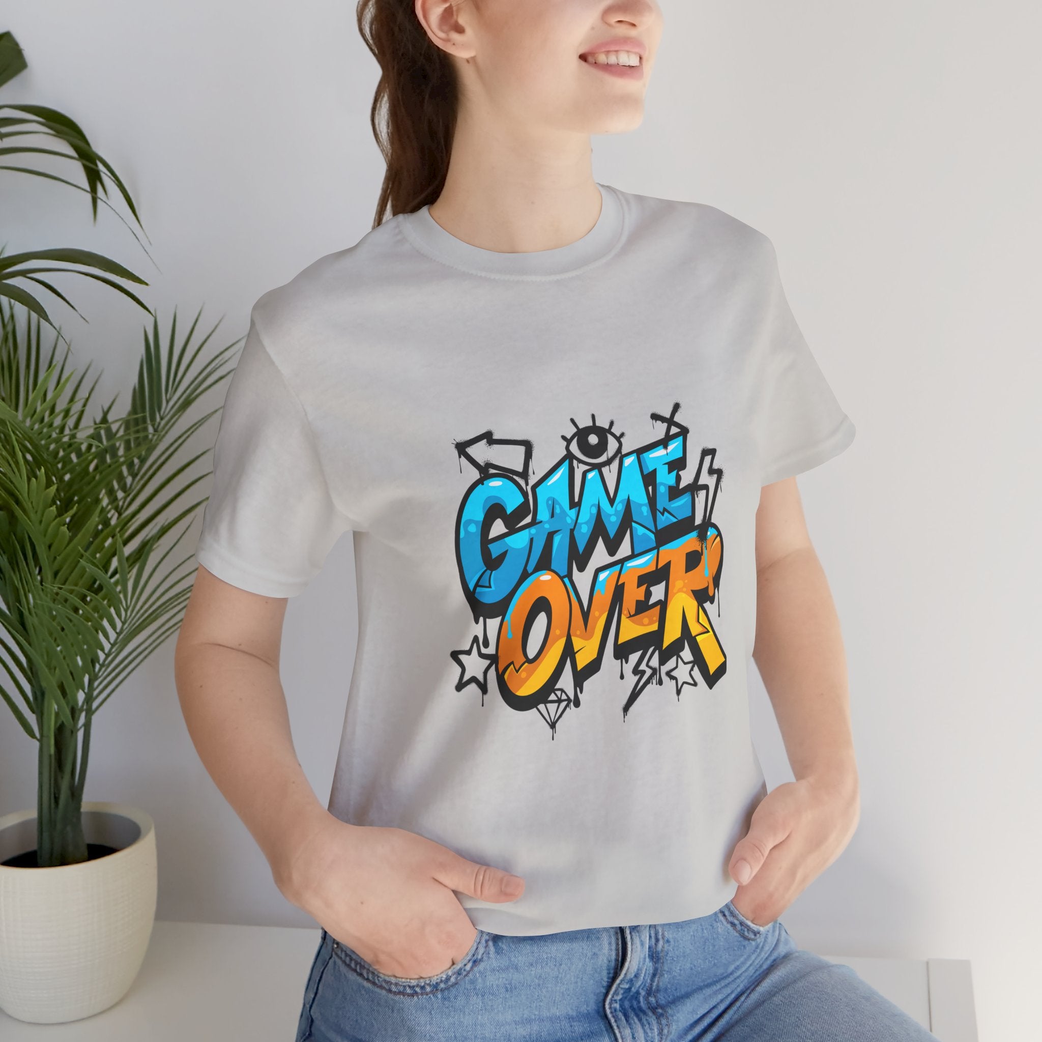 Game Over Unisex Jersey Short Sleeve Tee, Fun Graphic Tee, Gamer Gift, Casual Wear, Birthday Gift, Playful Fashion