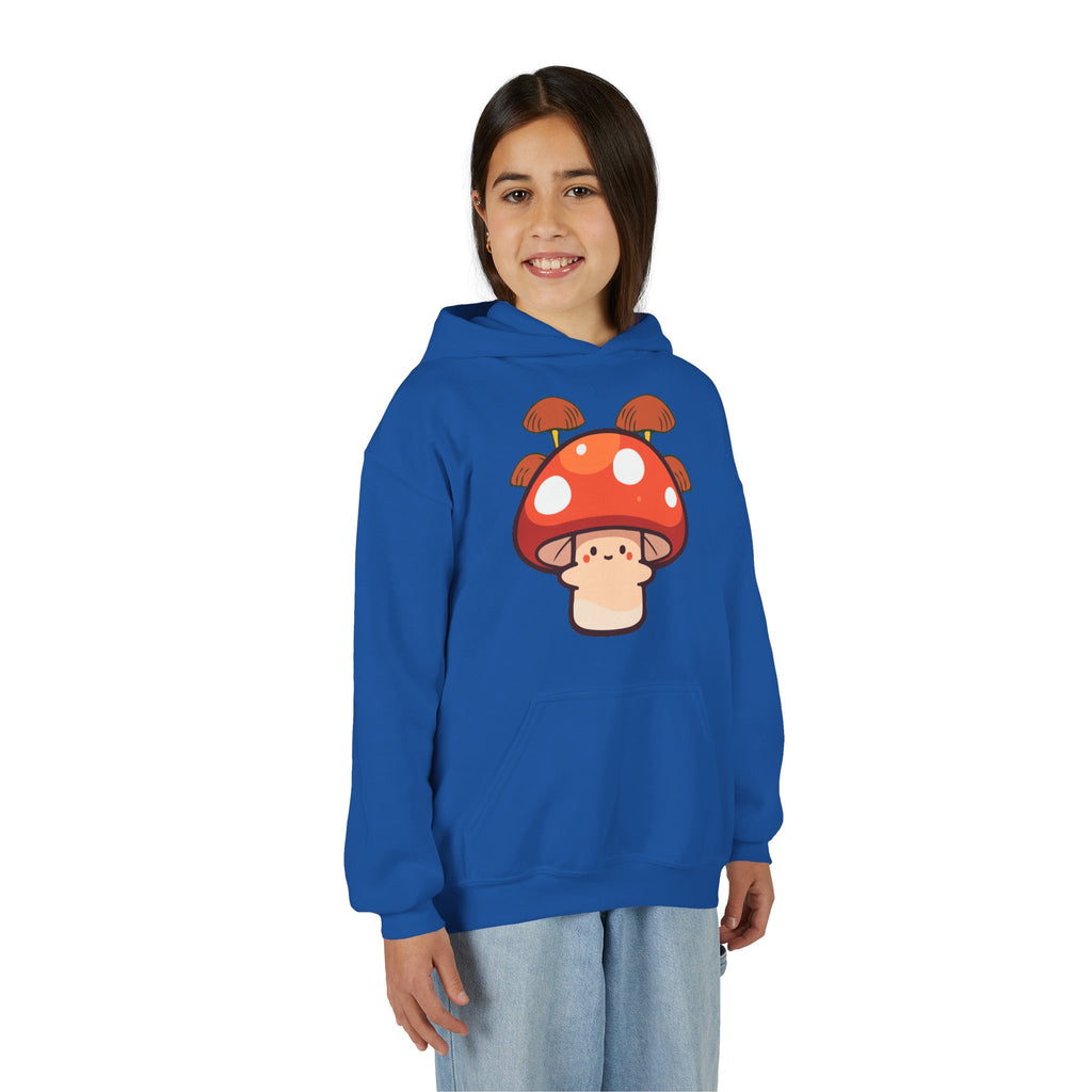 Cute Mushroom Youth Hoodie, Cozy Mushroom Sweatshirt for Kids, Perfect for Fall, Gifts for Young Nature Lovers, Fun Casual Wear