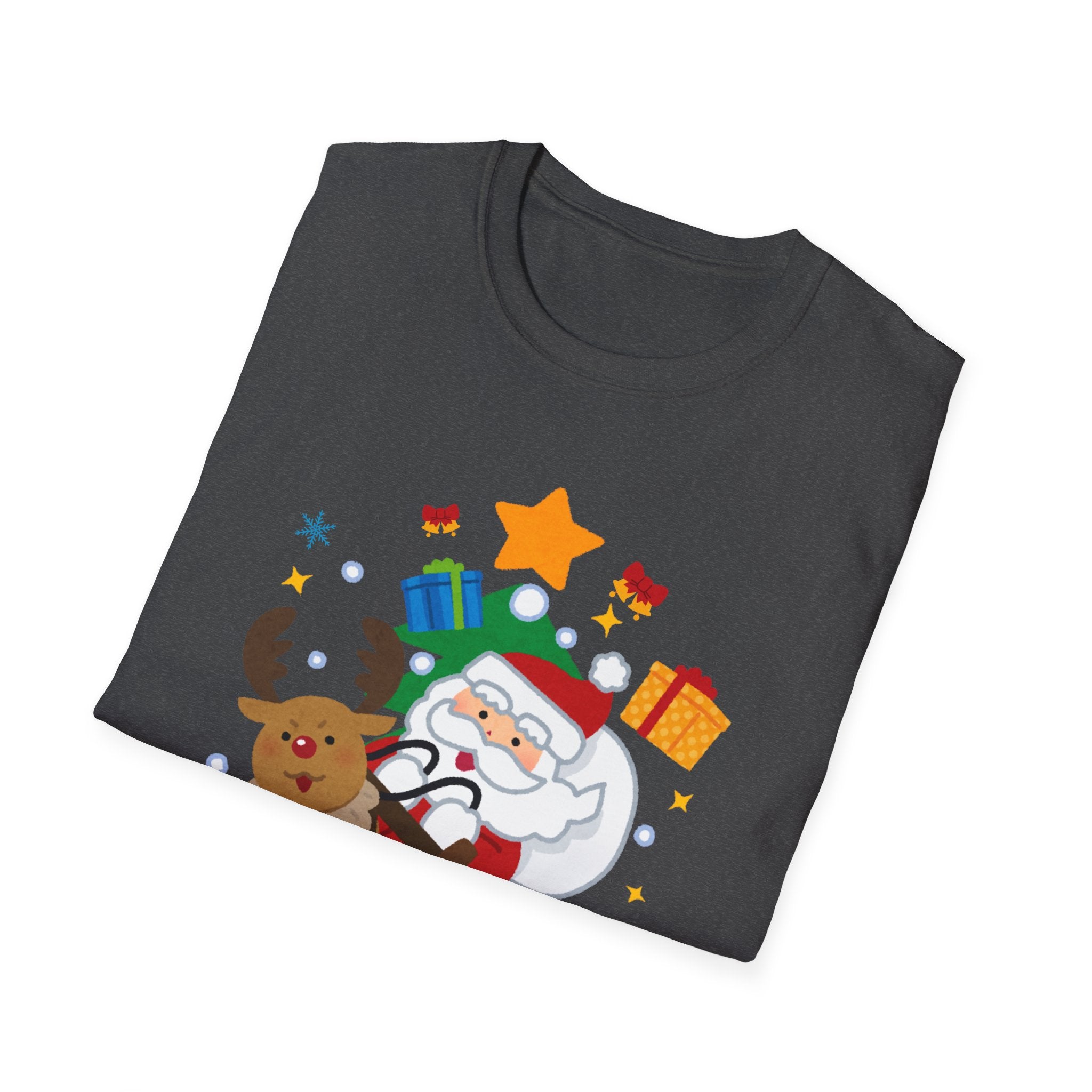 Festive Santa T-Shirt with Merry Christmas Design, Unisex Holiday Tee, Christmas Gift, Family Gathering Apparel, Cozy Winter Wear