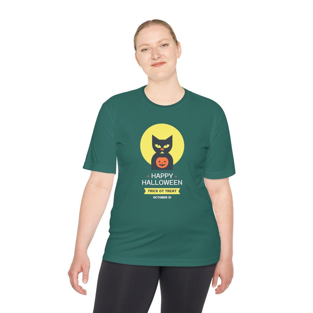 Halloween Cat Unisex Moisture Wicking Tee, Spooky T-Shirt, Trick or Treat Tee, Halloween Costume Shirt, Fall Apparel