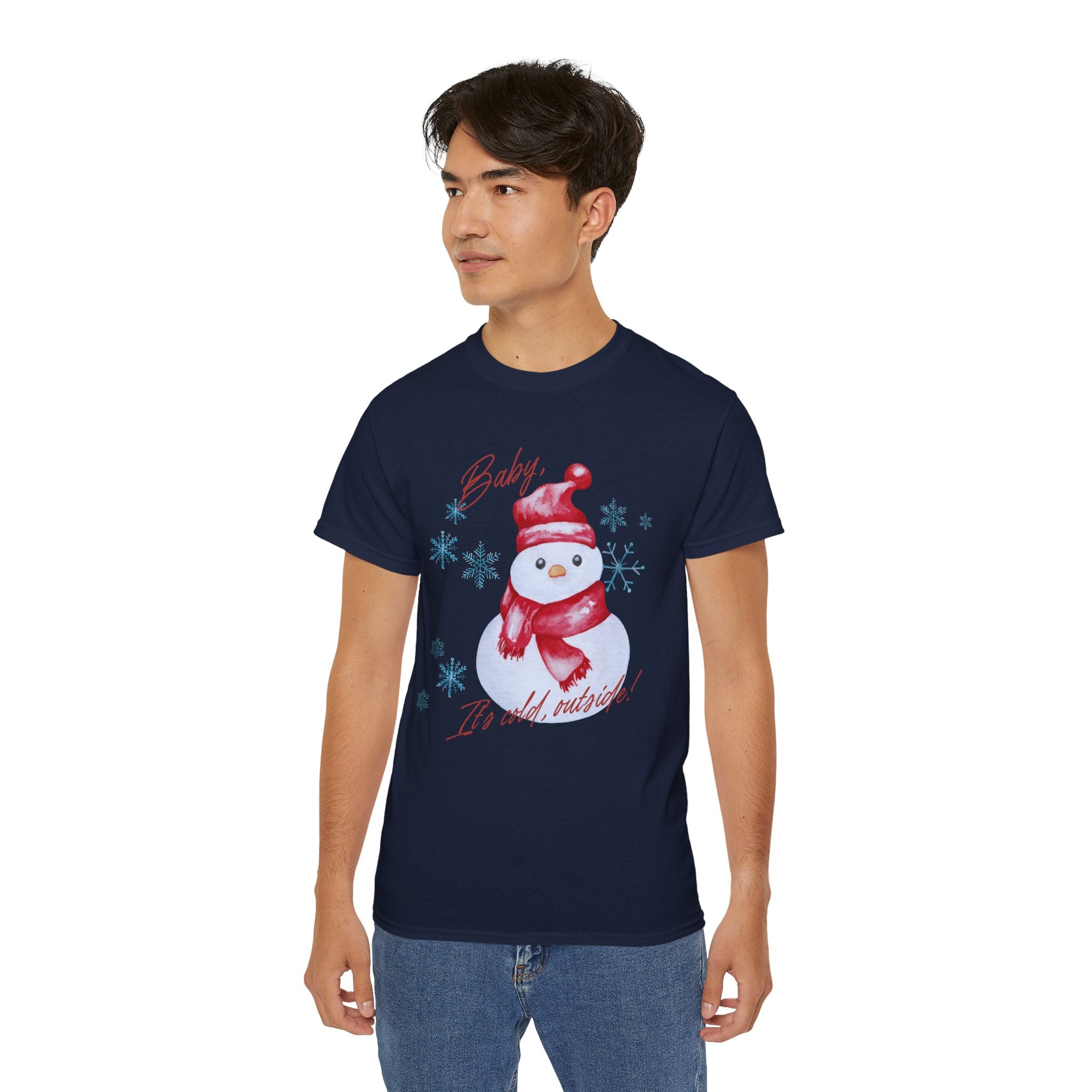 Winter Wonderland Snowman Tee, Unisex Cotton T-Shirt for Holiday Cheer, Christmas Party, Gift, Cozy Winter Apparel